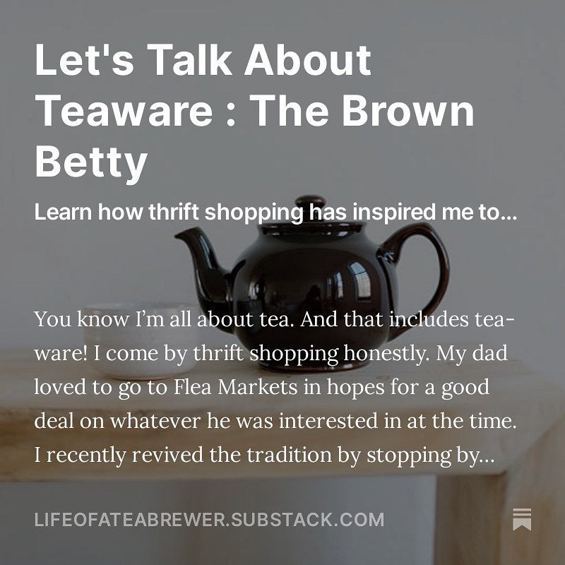 Did you know that we have a blog?

Read about our tea adventures/thoughts and discoveries on our website or on Substack under &ldquo;Life of a tea brewer&rdquo;

#teablogger #teablog #brownbettyteapot #teareading #teawriter #tealove #teapot