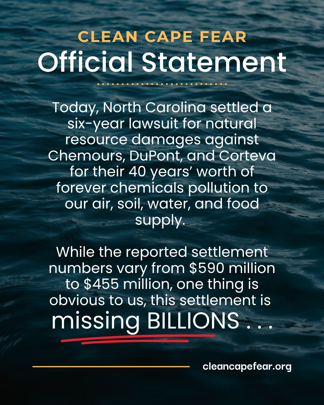 Southeastern North Carolina Deserves Billions From DuPont &amp; Chemours