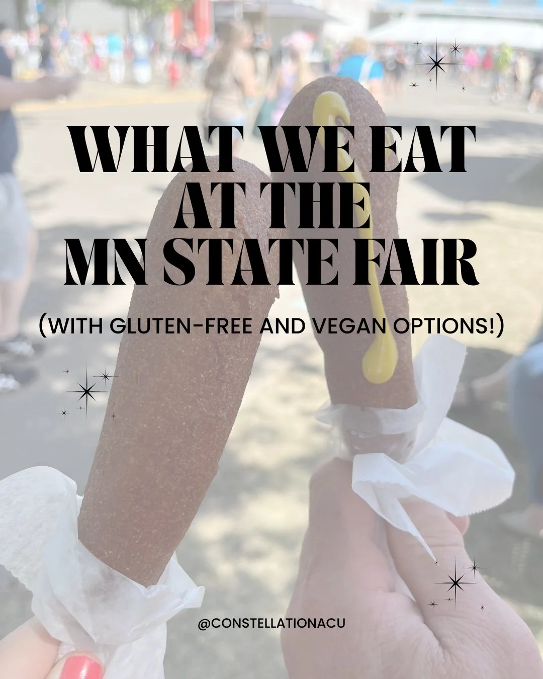 Okay friends, who&rsquo;s going to the @mnstatefair this year and what will you be eating??⁠
⁠
Here are some of our staff&rsquo;s favorite fair foods (with gluten-free/gluten-friendly and vegan options!):⁠
⁠
⭐Pronto pup - Emily &amp; Sarah⁠
⭐Team cor