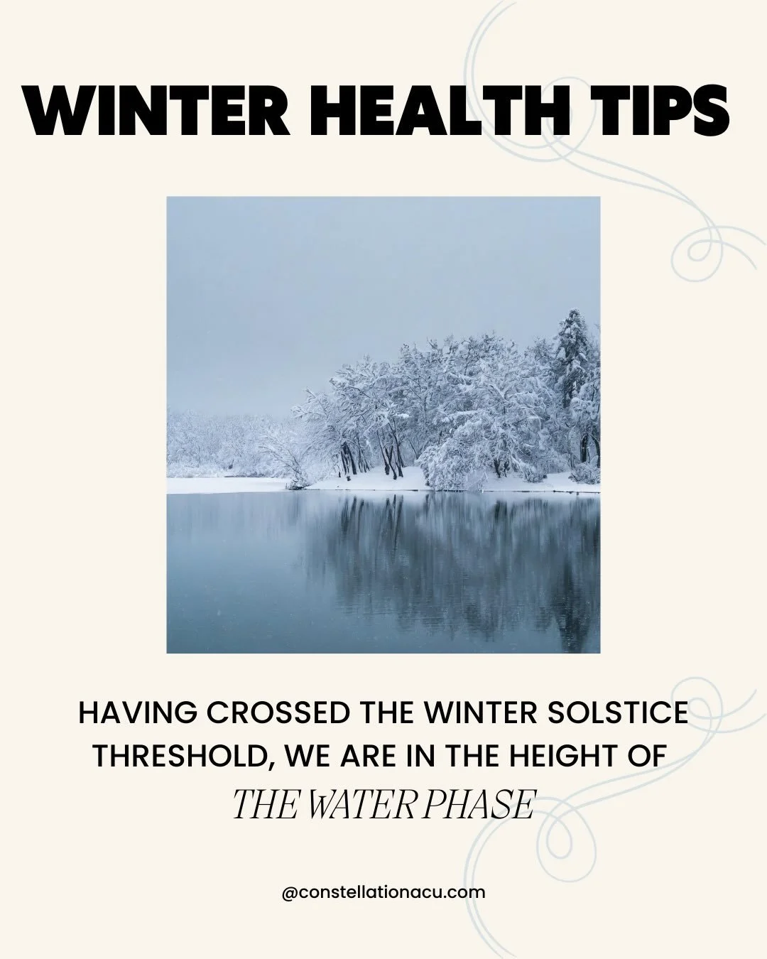 Having crossed the winter solstice threshold last week, we have officially arrived into the winter season and the Water element phase of the year. Despite the sunlight slooooowly returning after the longest night of the year, we are still experiencin