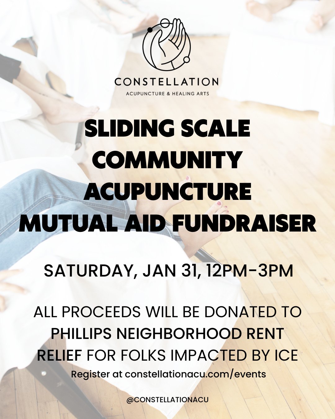 Our Sliding Scale Community Acupuncture offering on Saturday, Jan 31 with @kimchristensen.lac is now a mutual aid fundraiser, with ALL PROCEEDS benefitting @phillipsfreestore Phillips Neighborhood Rent Relief! Come get some care and support housing s