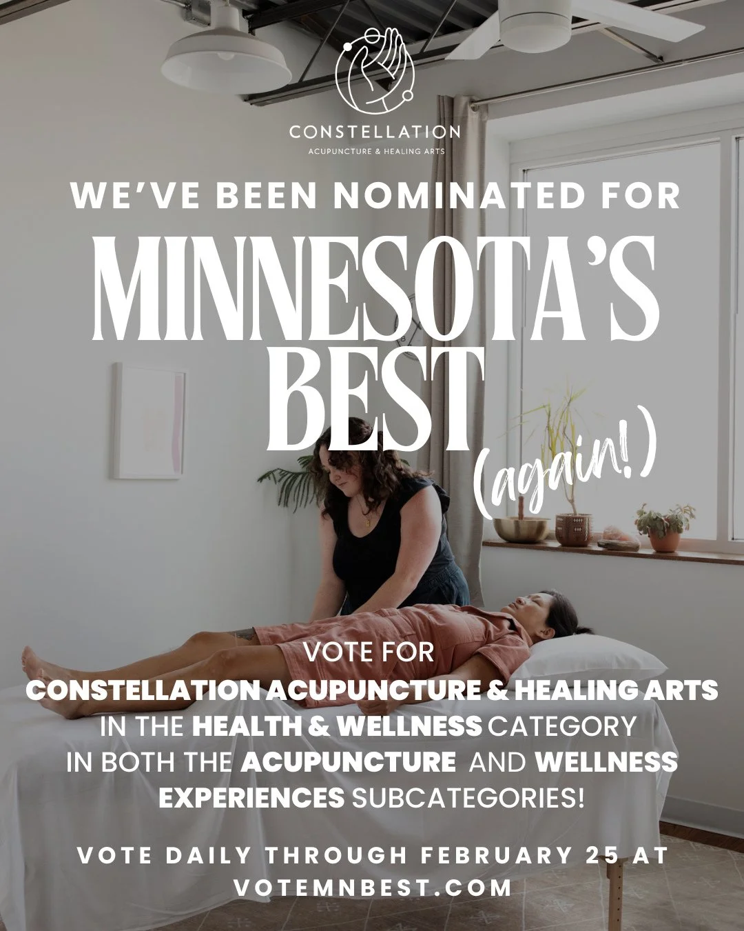 It&rsquo;s that time of year again! 📣 We've been nominated in the Star Tribune Reader's Choice Minnesota's Best competition, in the Health &amp; Wellness category in both the Acupuncture and Wellness Experiences subcategory! ⁠
⁠
⁠
💗Thank you to eve