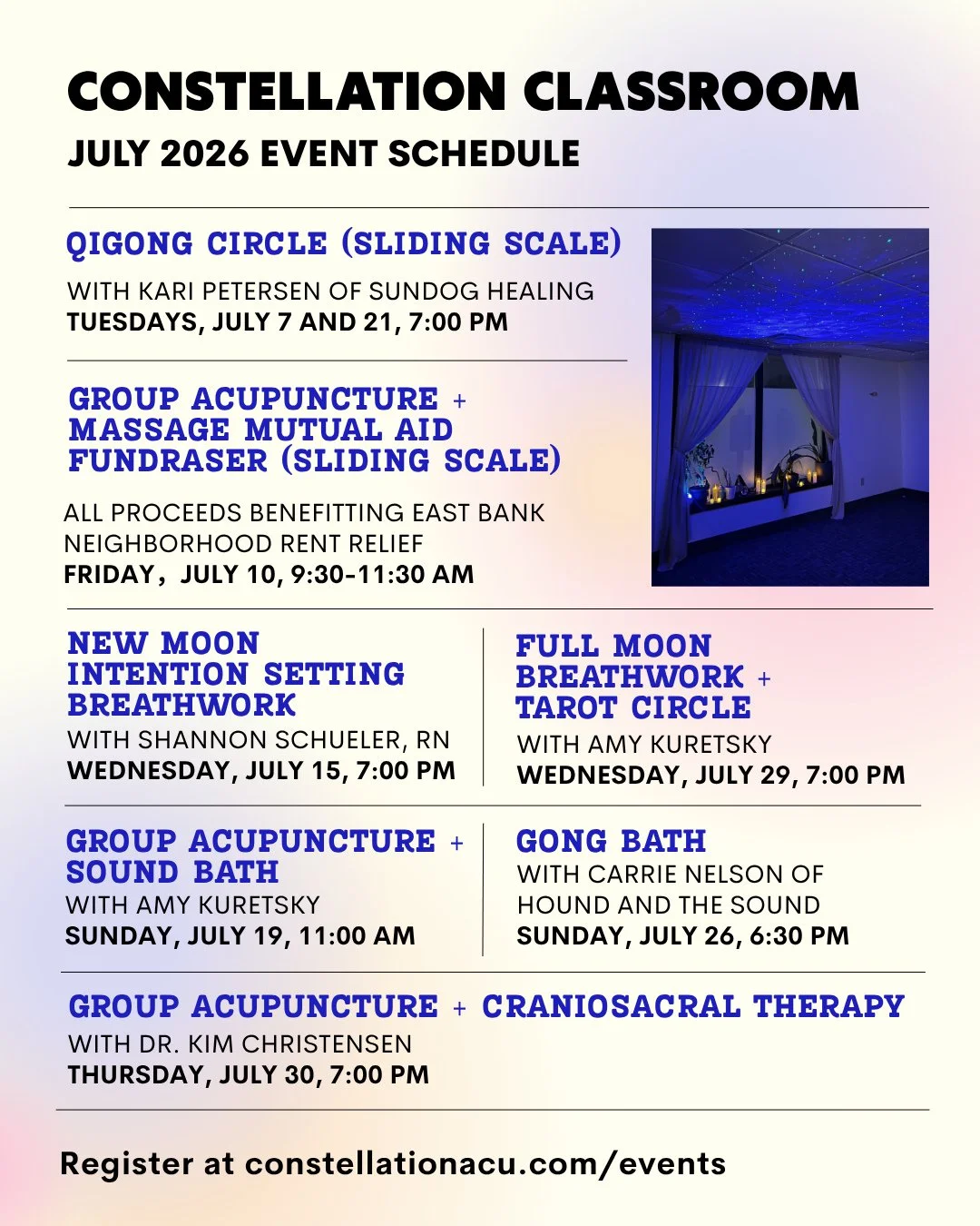 With June coming to a close, the Constellation Classroom has been a gathering space for community and group healing for SIX MONTHS now! THANK YOU to everyone who has attended or shared any of the classes we&rsquo;ve hosted over this first half of the