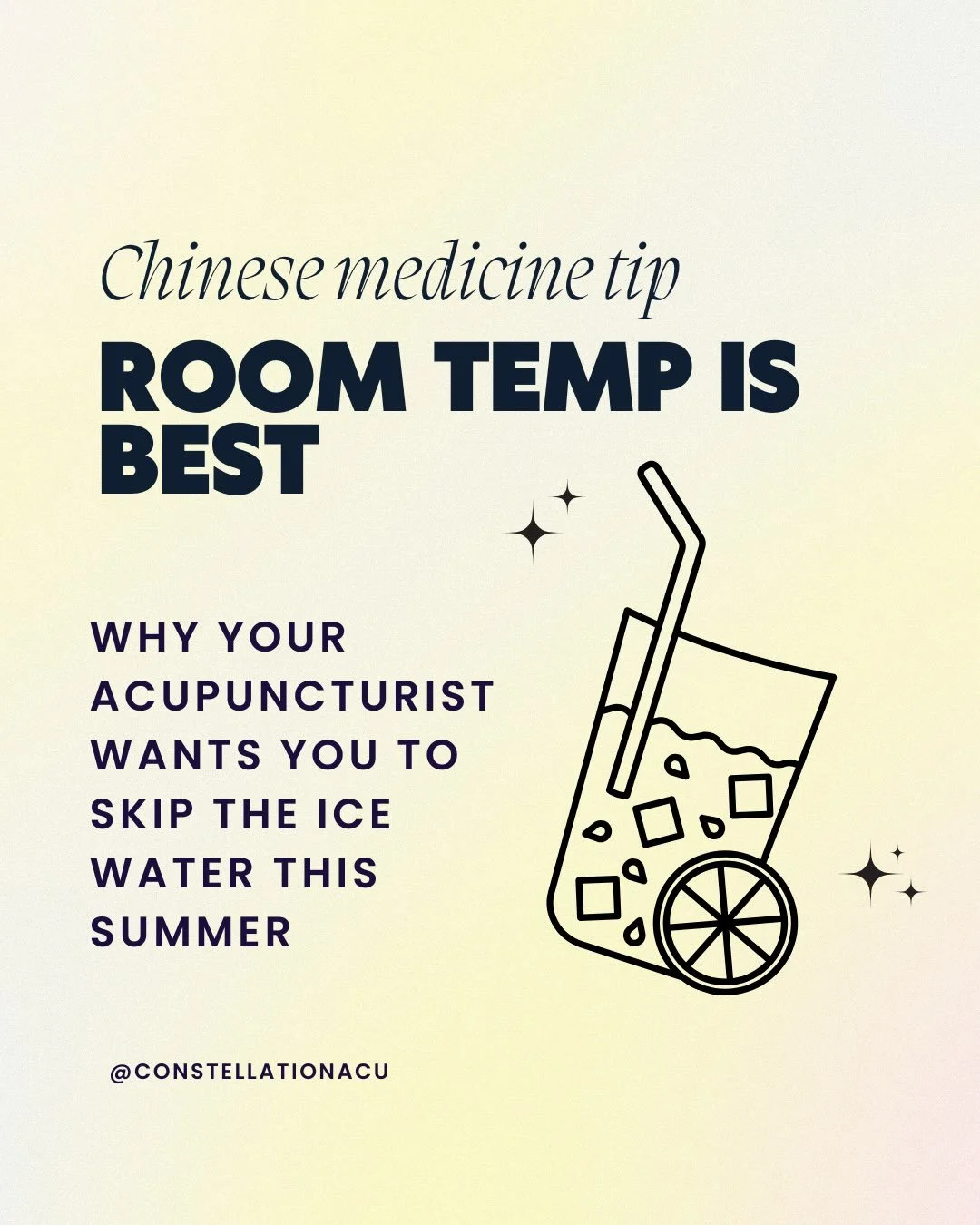 How are we doing out there in the heat y&rsquo;all? While it might be counterintuitive to grab room temp or warm beverages this time of year - especially in hot, sweltering July - we want to share why acupuncturists suggest NOT using ice in drinks. 
