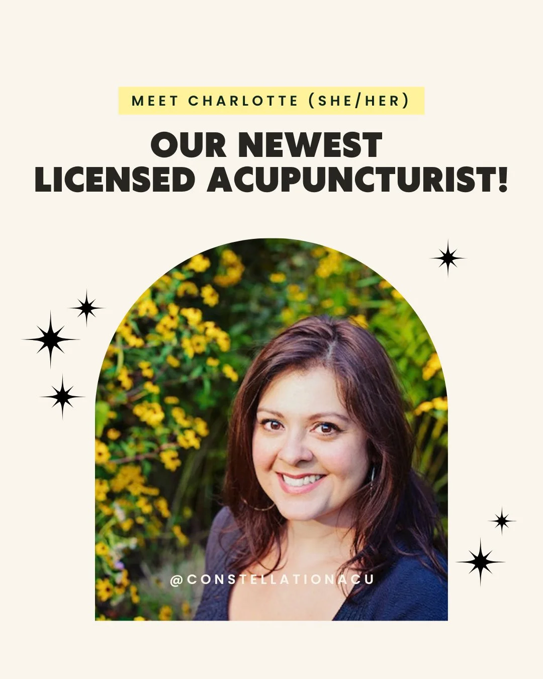 Meet Charlotte, our newest licensed acupuncturist! 

Charlotte (she/her) is a Medicine Woman by trade and at heart. She considers her work sacred, synthesizing decades of knowledge absorbed as a student of ancient healing ways from around the world. 