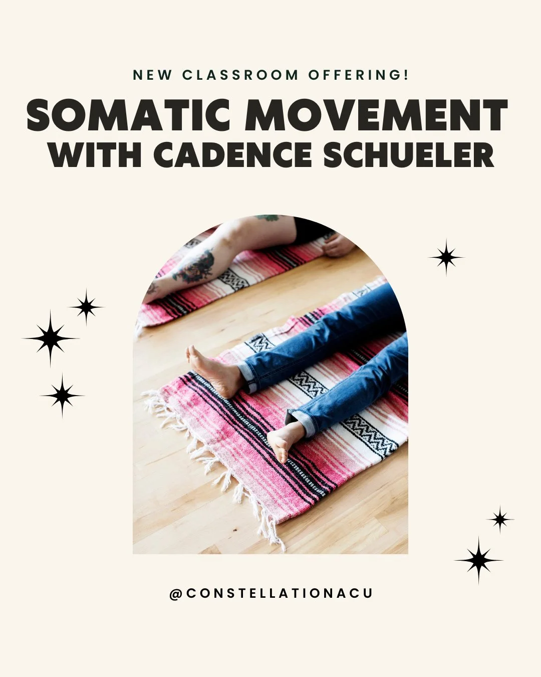 Cadence Schueler (she/her) is bringing a new sliding scale Somatic Movement practice to the classroom! ⁠
⁠
ABOUT SOMATIC MOVEMENT⁠
Somatic movement as a practice assists you in identifying where emotions are living in your physical body. Somatic tech