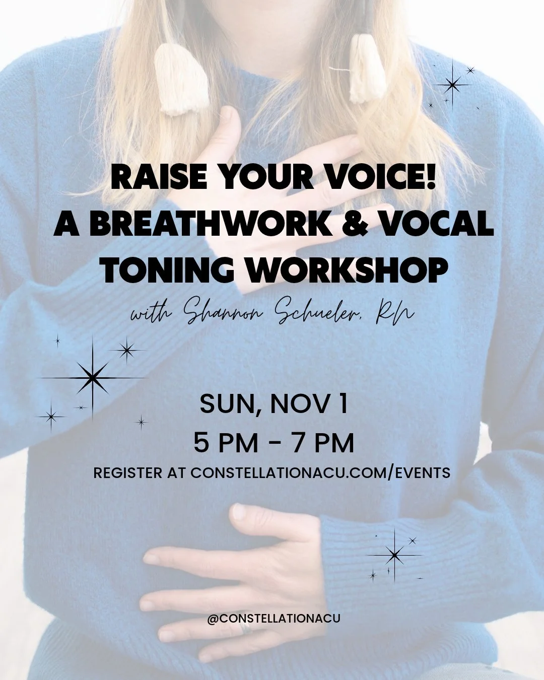 NEW WORKSHOP ALERT! Next Sunday, Shannon Schueler, RN @breathe.rn (who guides the new moon breathwork + intention setting classes) is bringing a new workshop to the classroom: Raise Your Voice! A Breathwork and Vocal Toning Workshop⁠
⁠
If the term &q