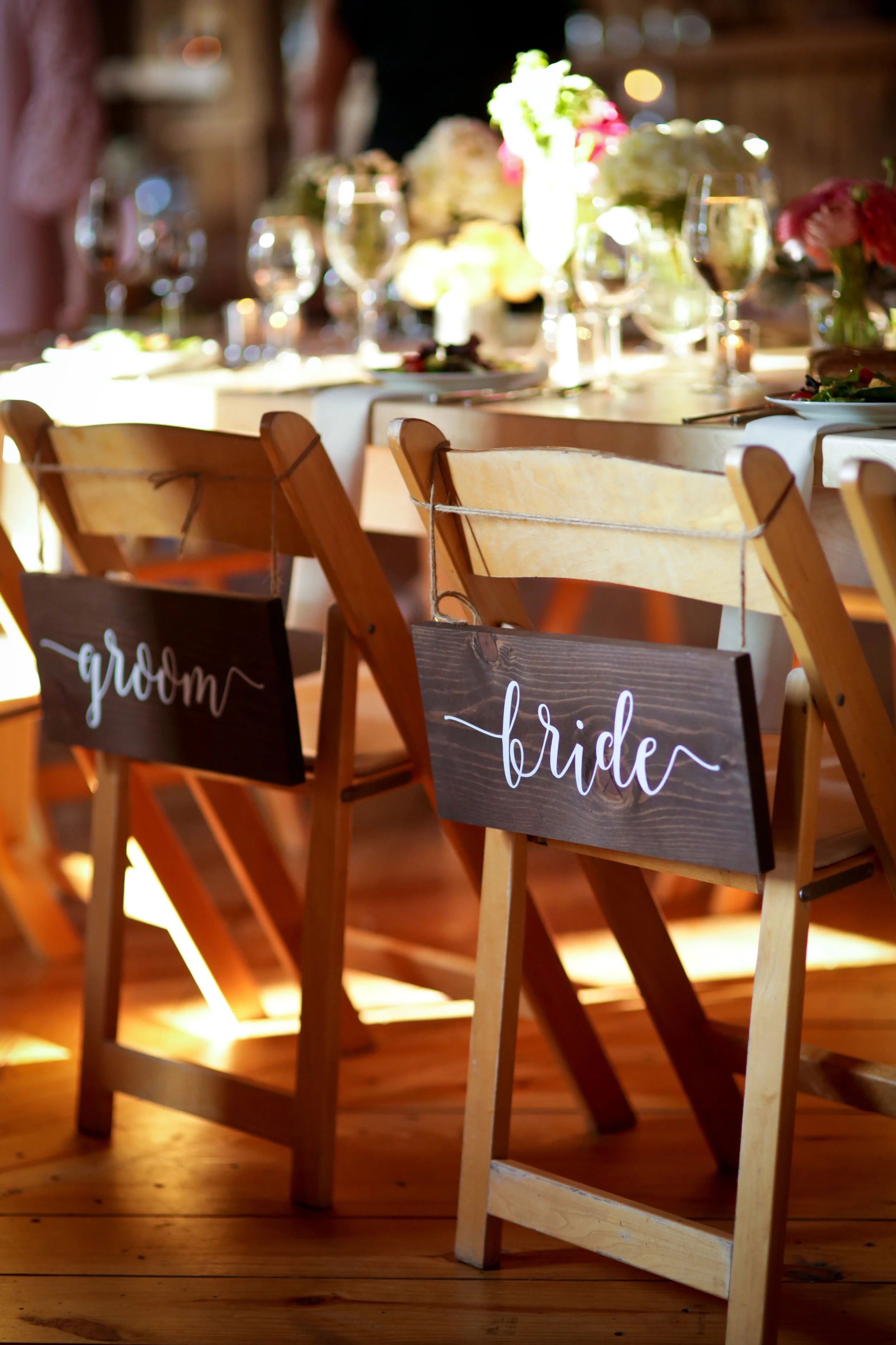 Photo of Bride and Groom Table Setting