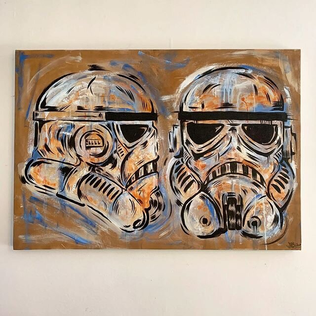 Happy #maythe4thbewithyou here&rsquo;s an oldie to celebrate the day.
.
.
#starwars #space #stormtrooper #skywalker #empire #illustration #painting #acrylic #streetart #lowbrow #texture #ink #drawing #illustrationart #badleprechaun