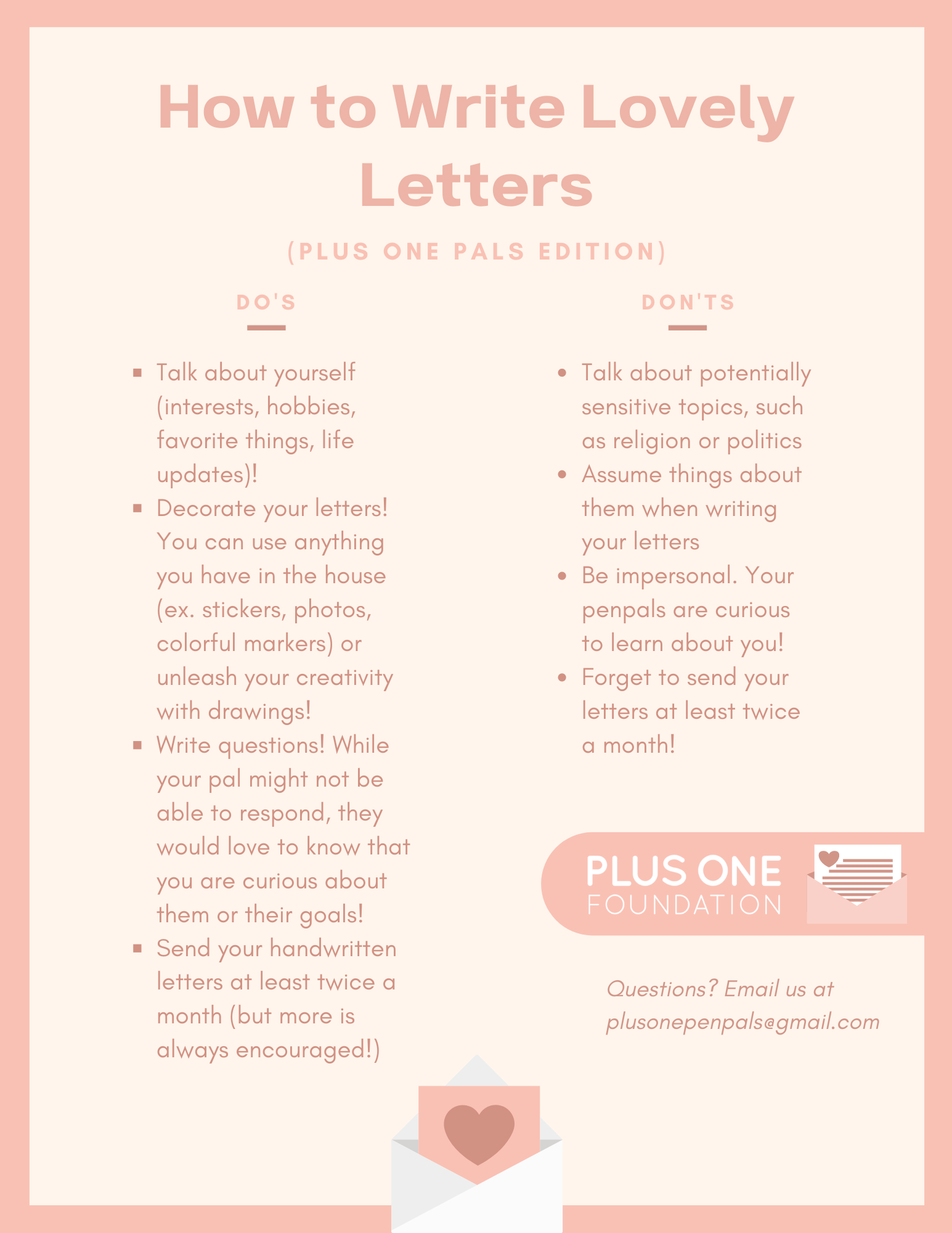 How To Write Lovely Letters — Plus One Foundation