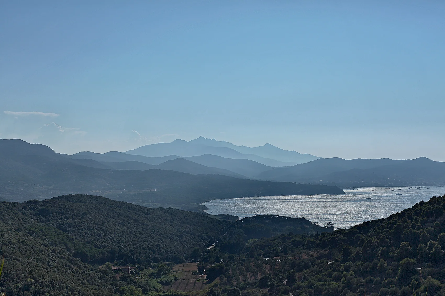 View from Volterraio, Elba -- overlooking the bay at Portoferraio