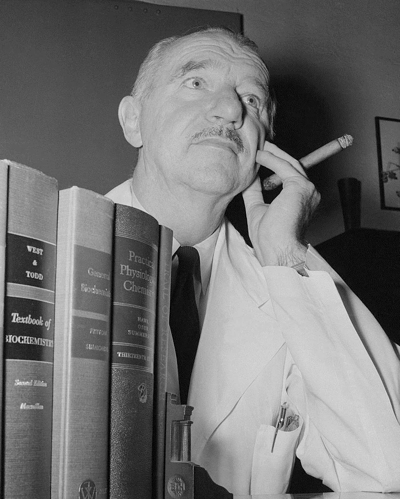 Vincent du Vigneaud, the Cornell chemist who built oxytocin, in a 1955 press photo