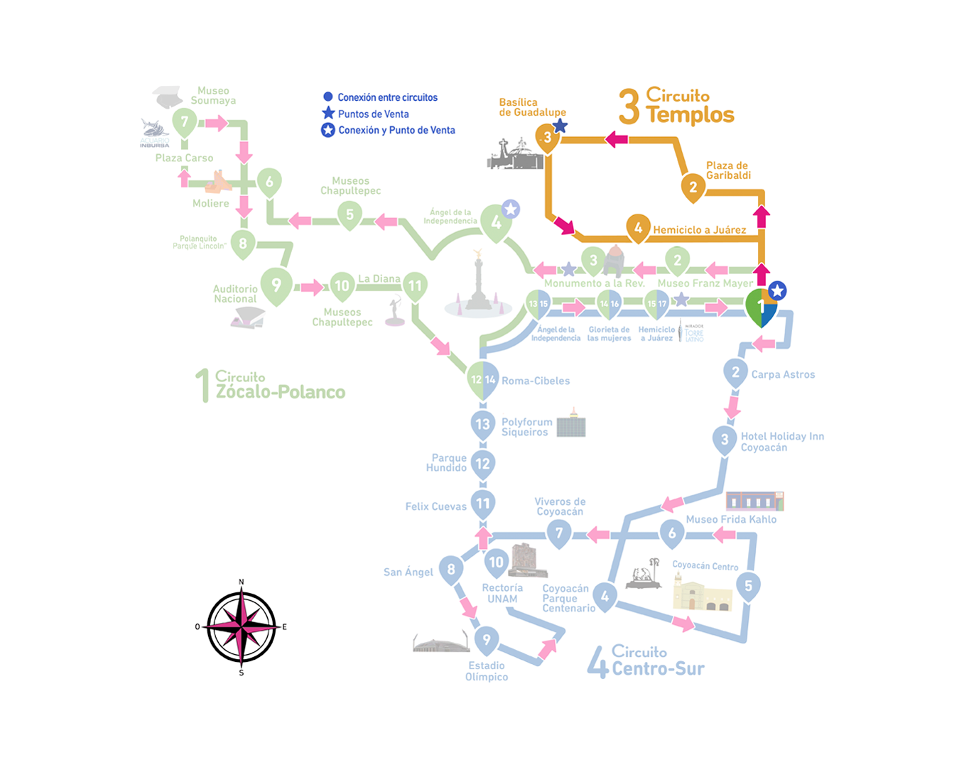 Turibus Map MEXICO CITY TOUR — Capital Bus