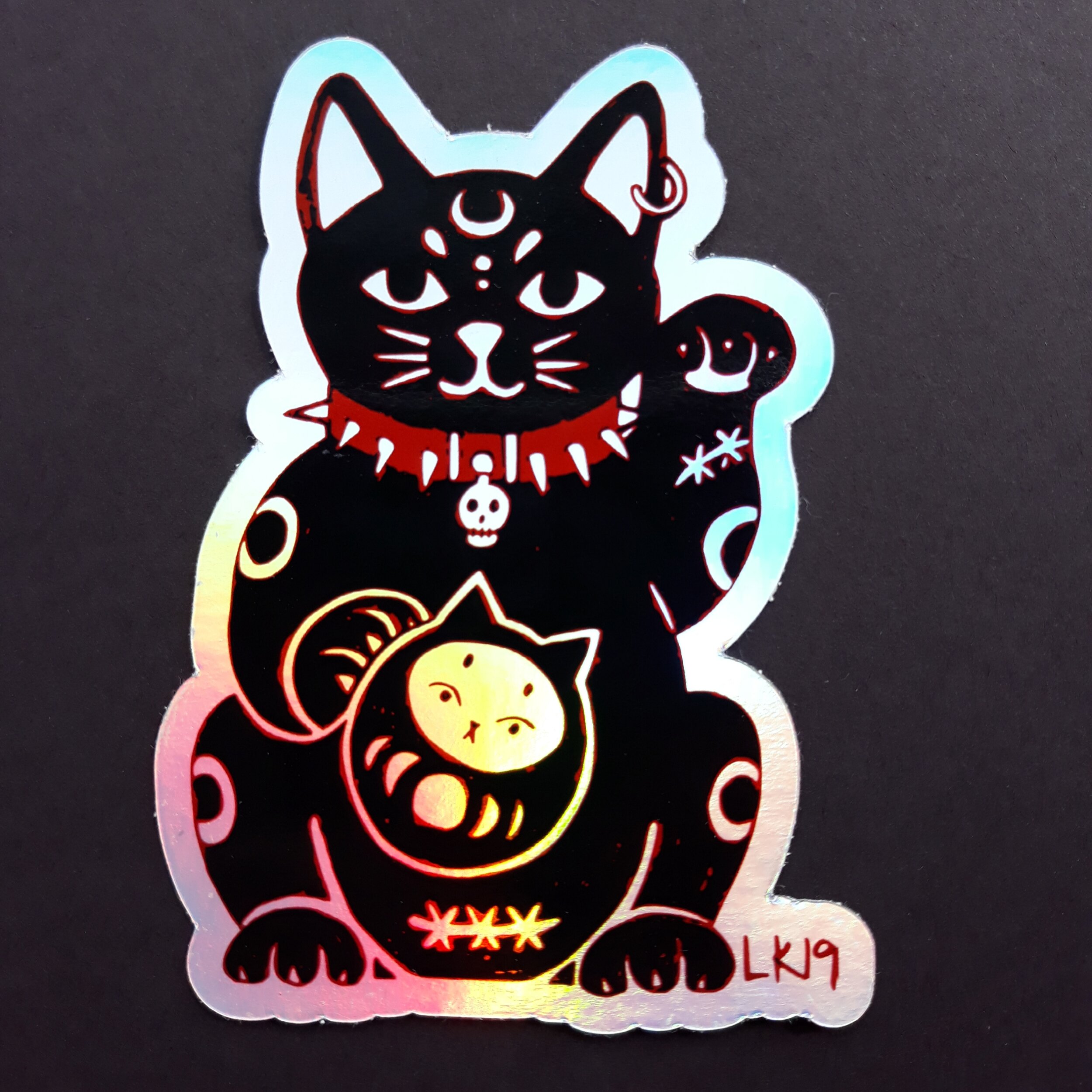 Unlucky Neko Hologram Vinyl Sticker