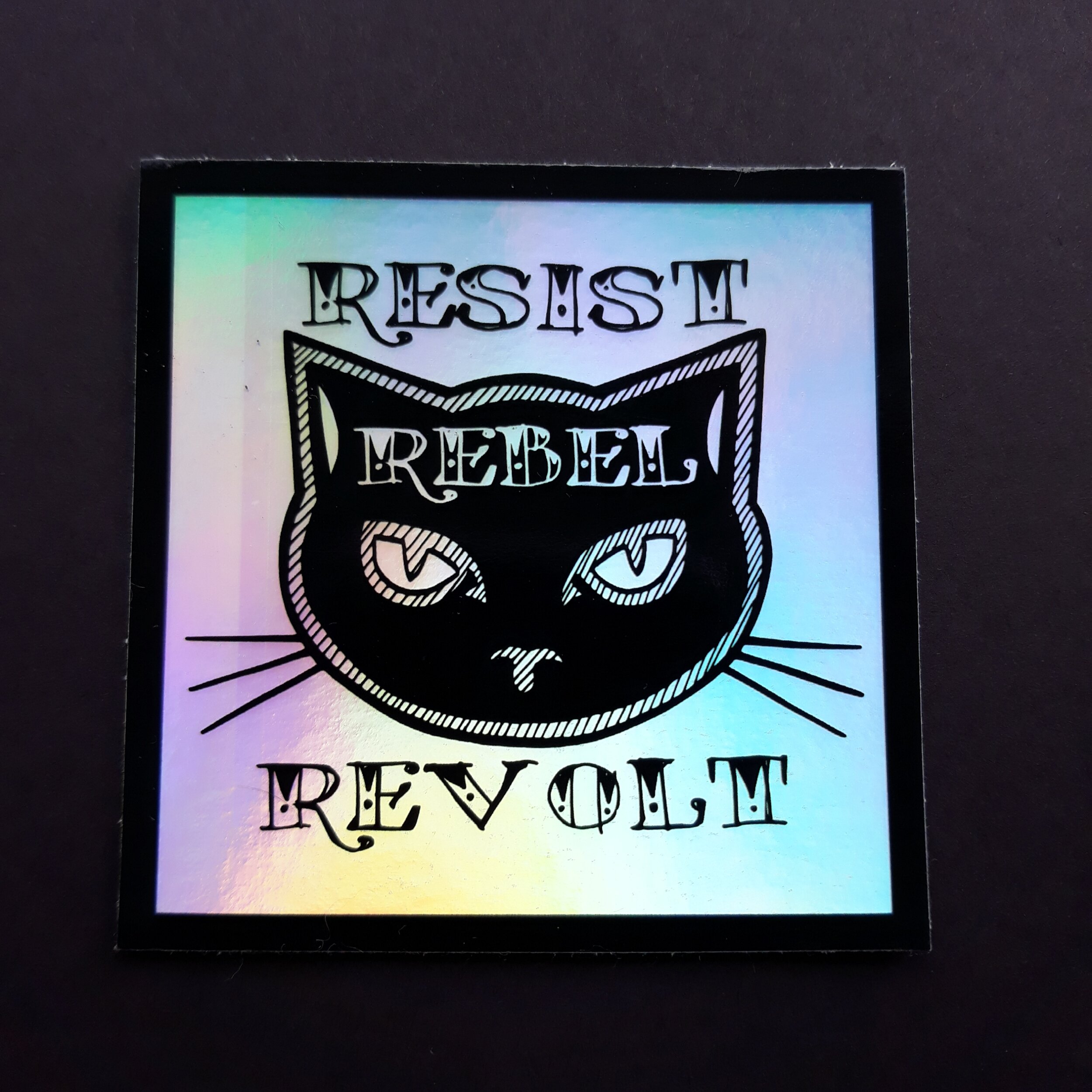 Rebel Kitty Hologram Vinyl Sticker
