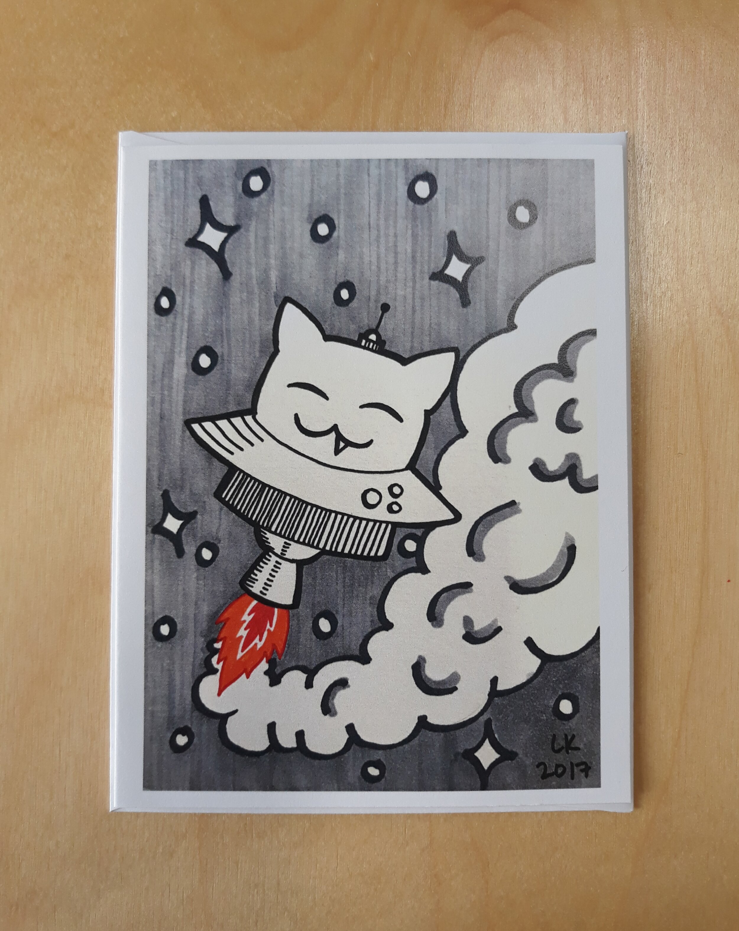 Cupcake SpaceCat Greeting Card