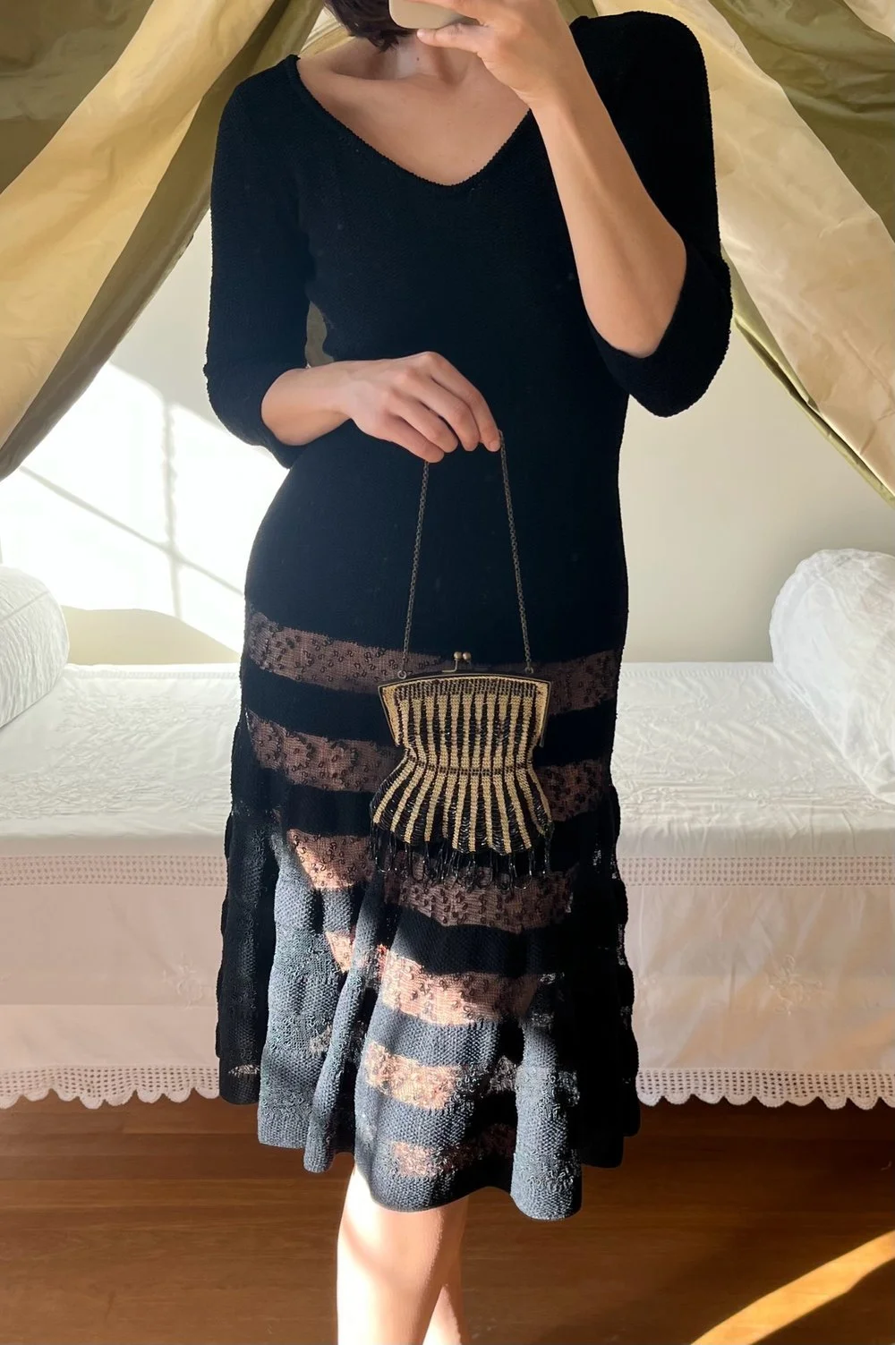 Vintage Crochet Net Detailed Dress