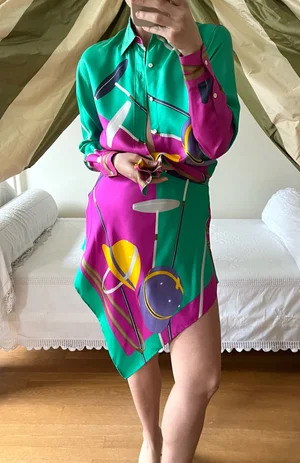 Ralph Lauren Purple Label Pure Silk Jockey Print Skirt Set — Lucia