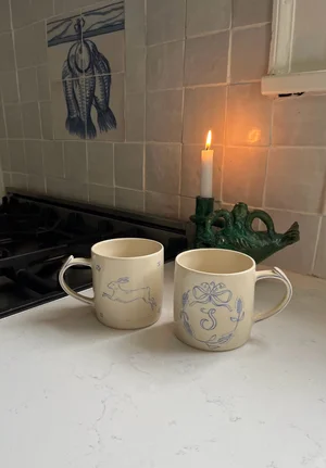 Hand Painted Delft Tile Broderie Mug — Lucia Zolea