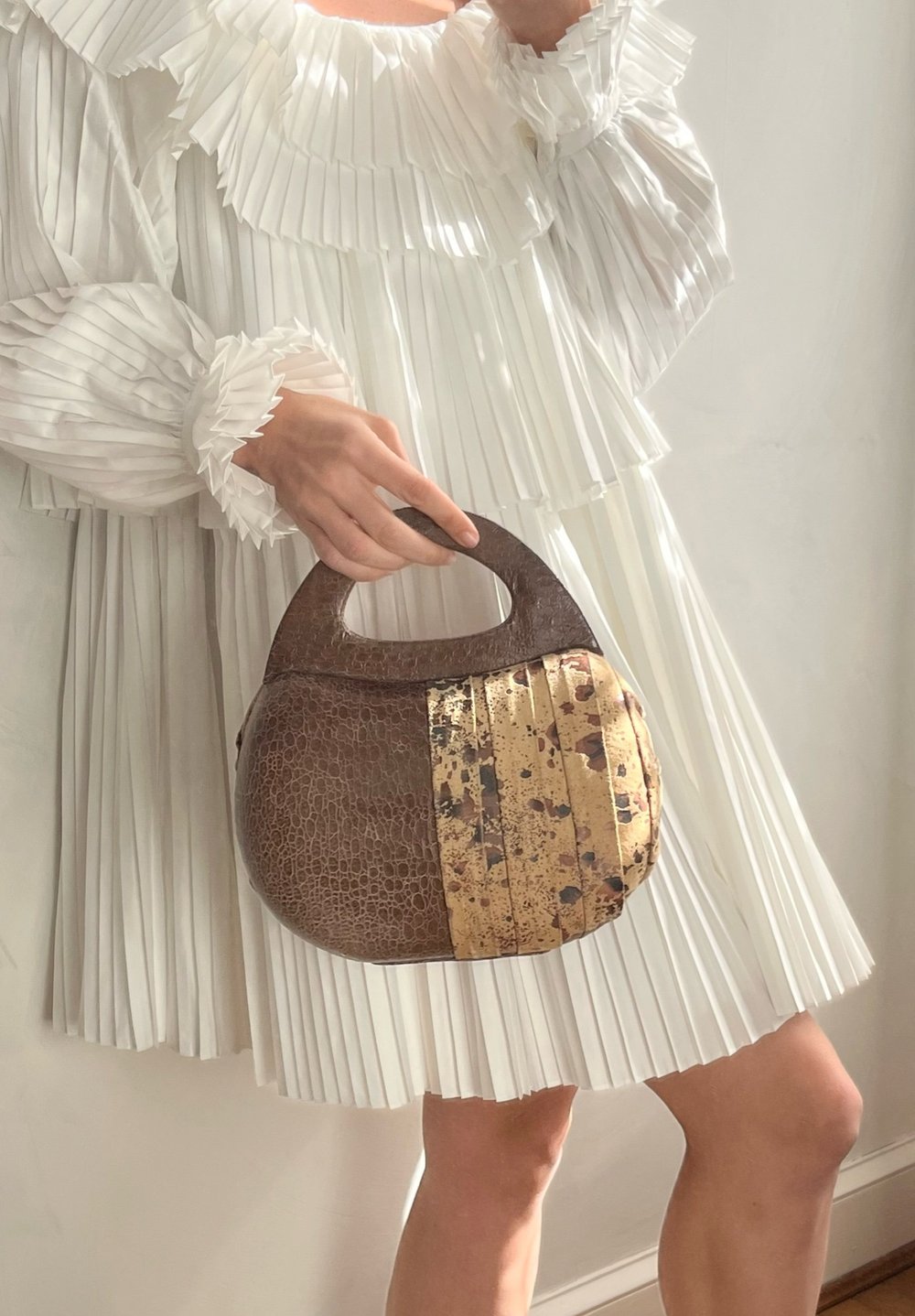 Vintage Timmy Woods Crocodile Embossed Leather and Suede Purse