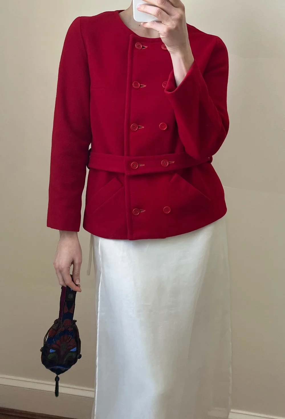 Vintage 1960s Red Wool Belted Knit Jacket — Lucia Zolea