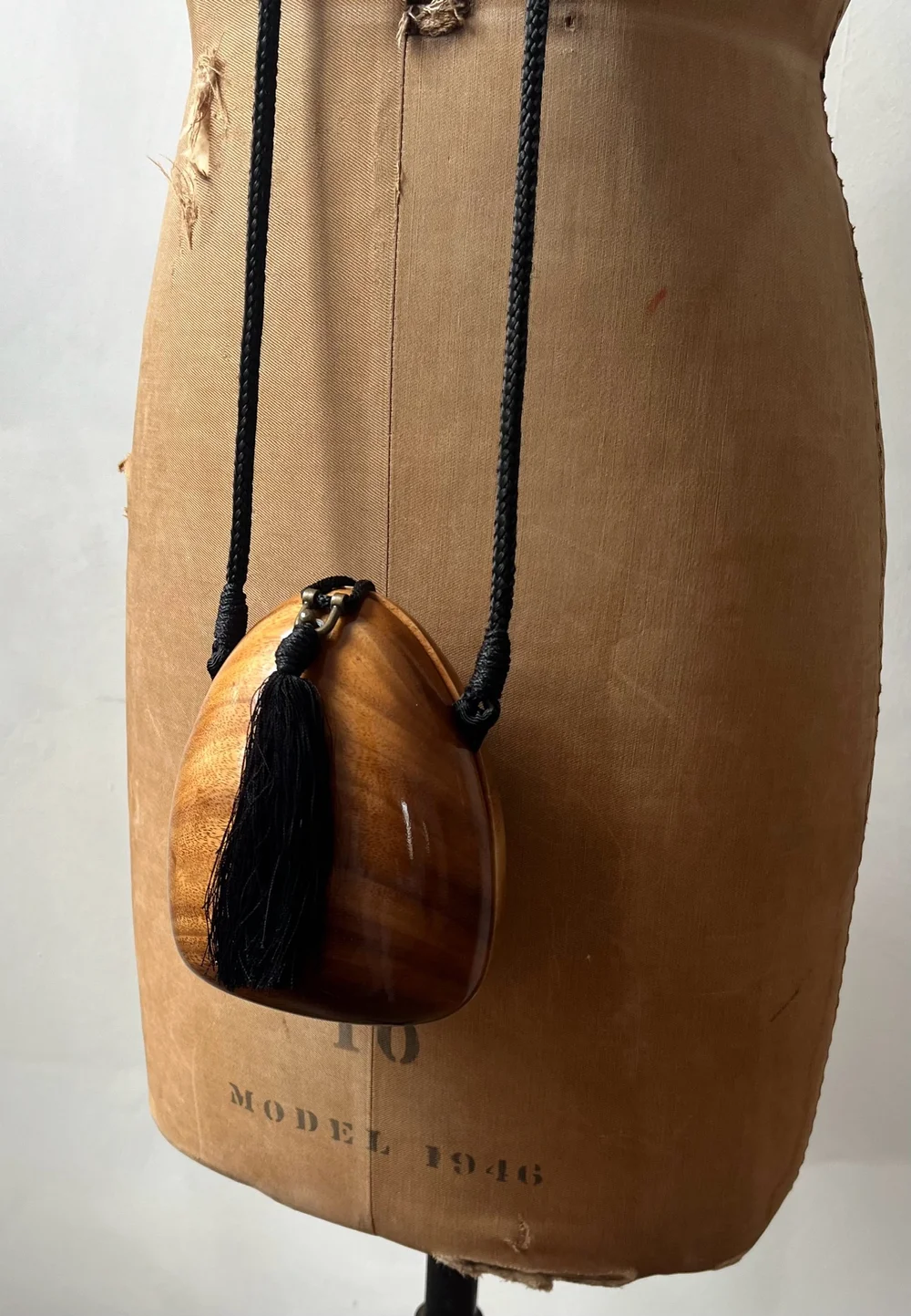 Vintage Timmy Woods Petite Handmade Wooden Tasseled Purse — Lucia