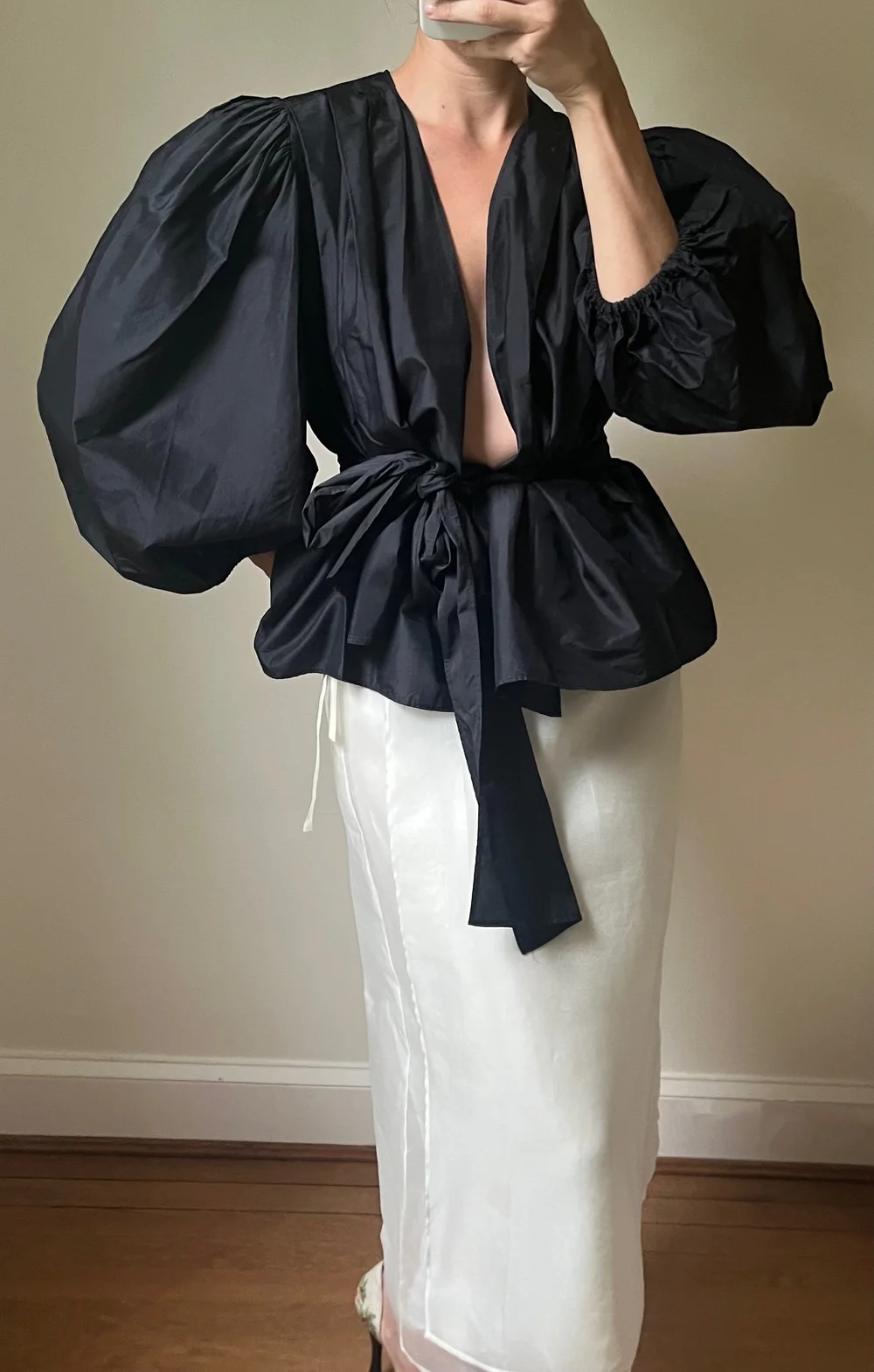 Vintage Italian Pure Silk Balloon Sleeve Tie Blouse — Lucia Zolea