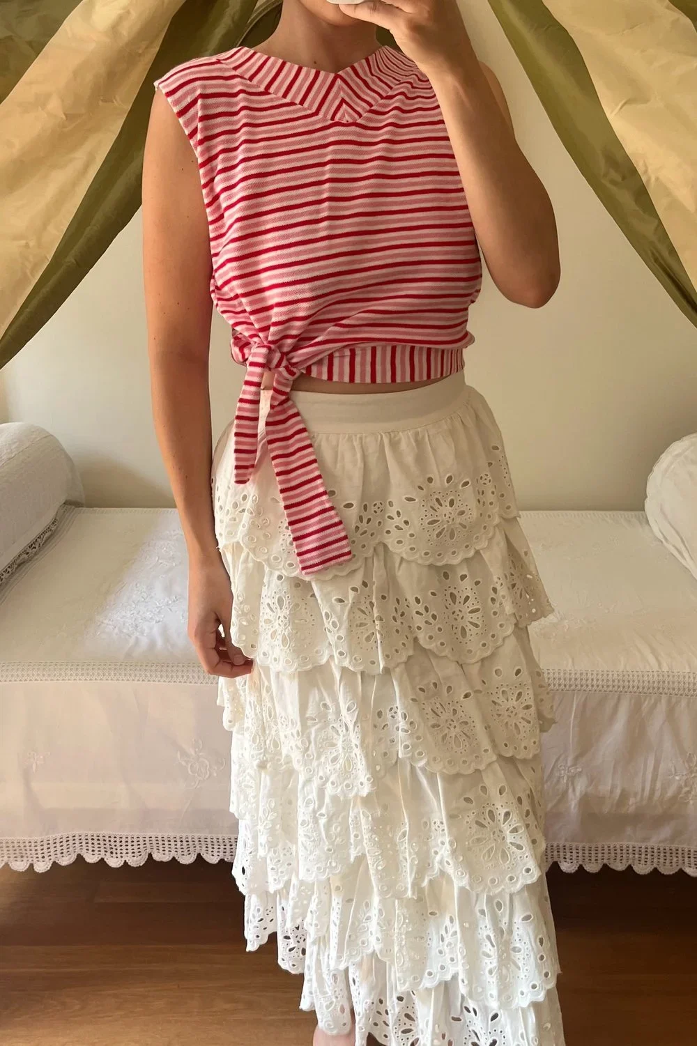Vintage Candy Striped Knit Tie Top