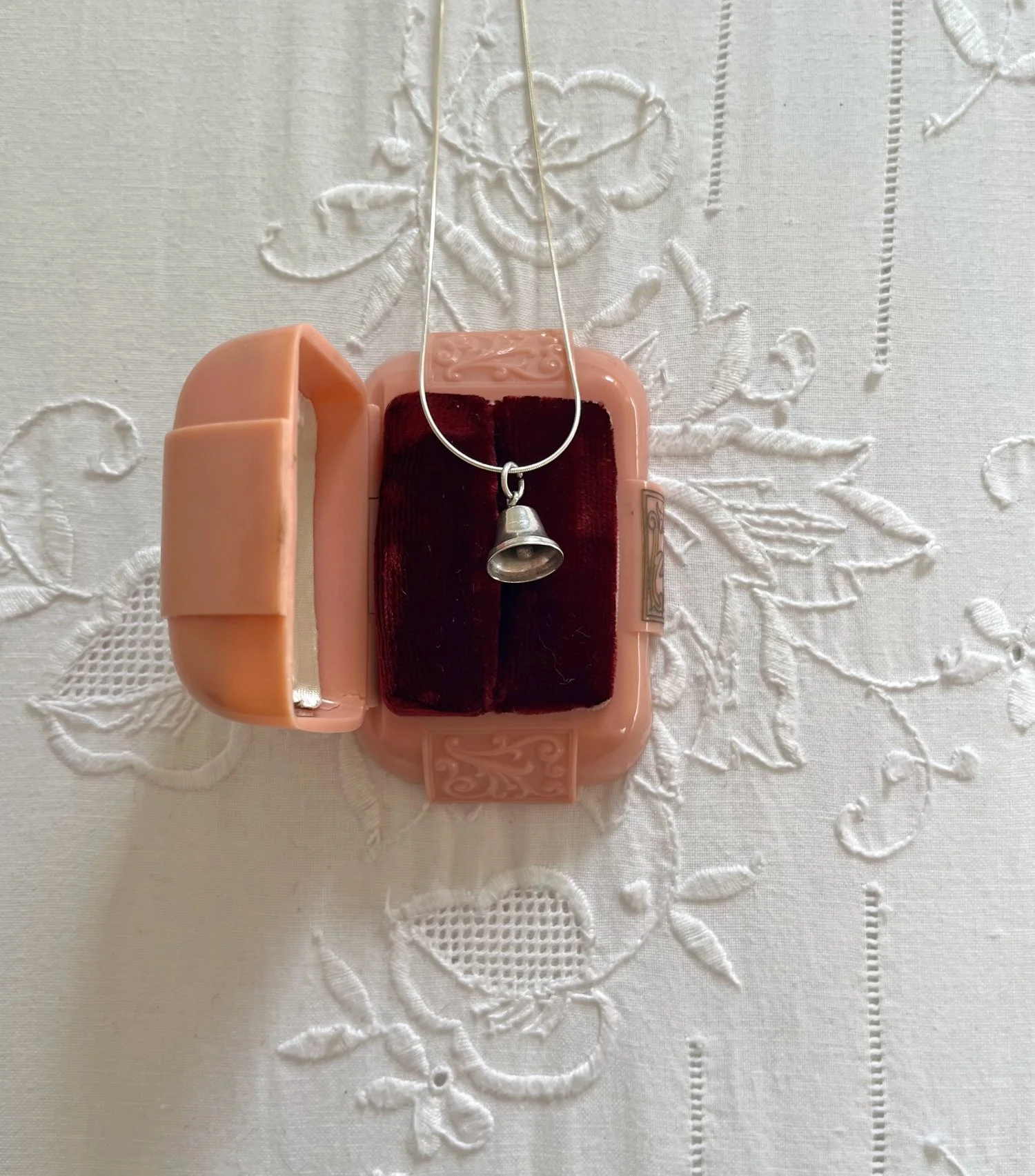 Vintage Sterling Silver Articulated Bell Pendant Necklace