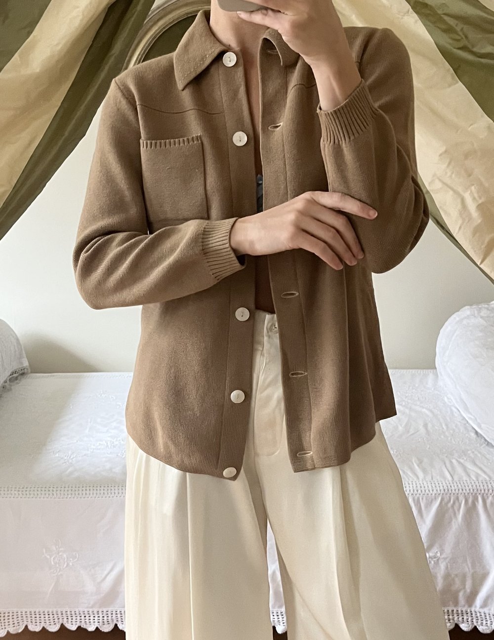 Vintage Collared Wool Knit Cardigan