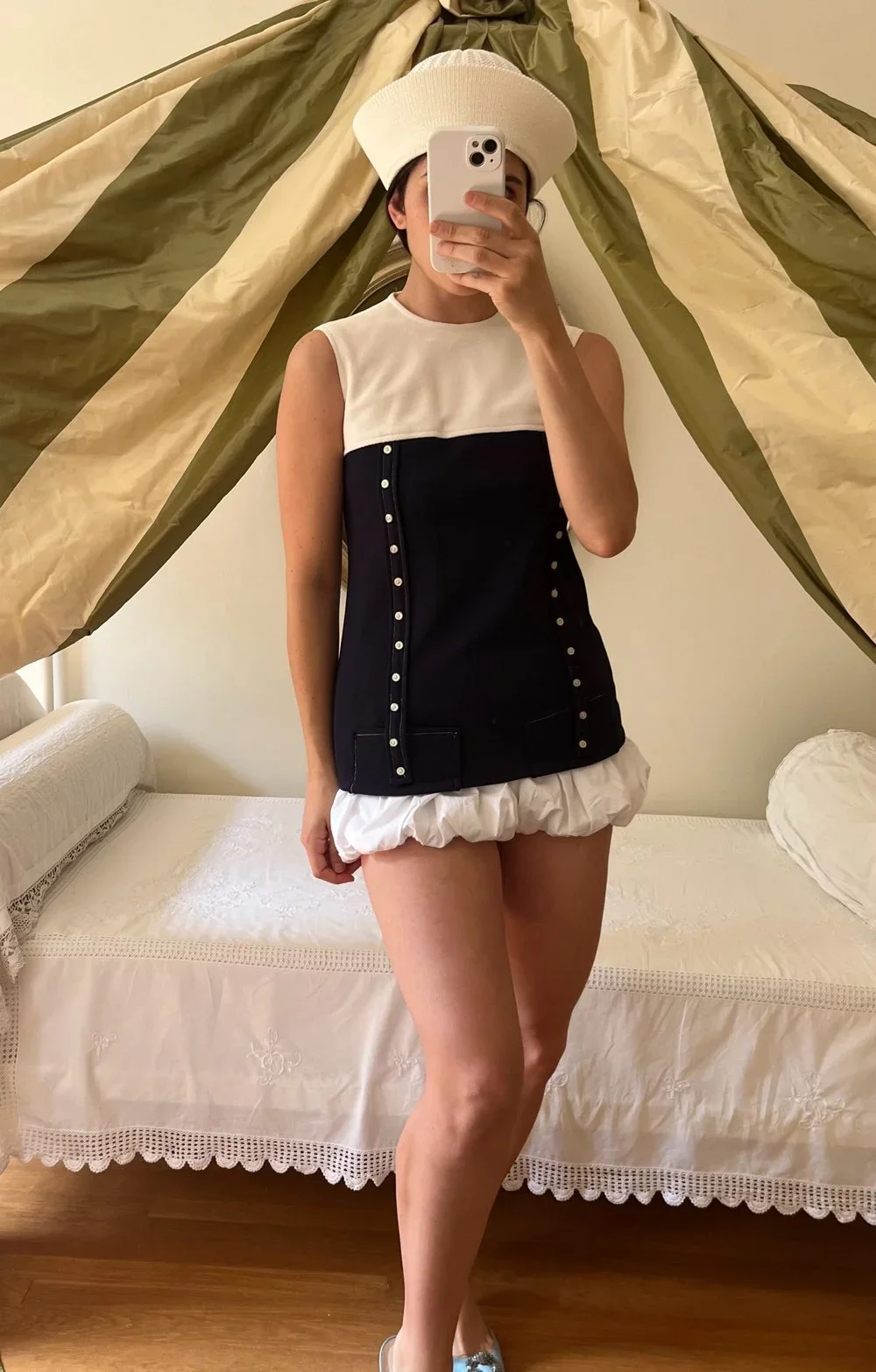 Vintage Color Block Textured Nautical Top