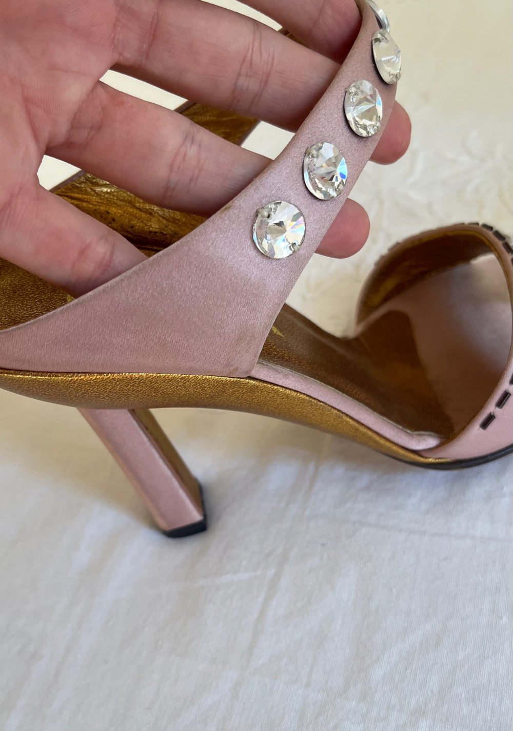 靴 Vintage Prada Beaded Sandals 37 Vintage Prada Lavender Crystal and Beaded Embellished Heels