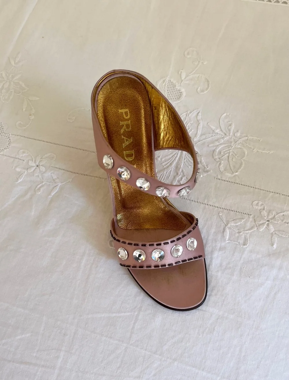 Vintage Prada Lavender Crystal and Beaded Embellished Heels