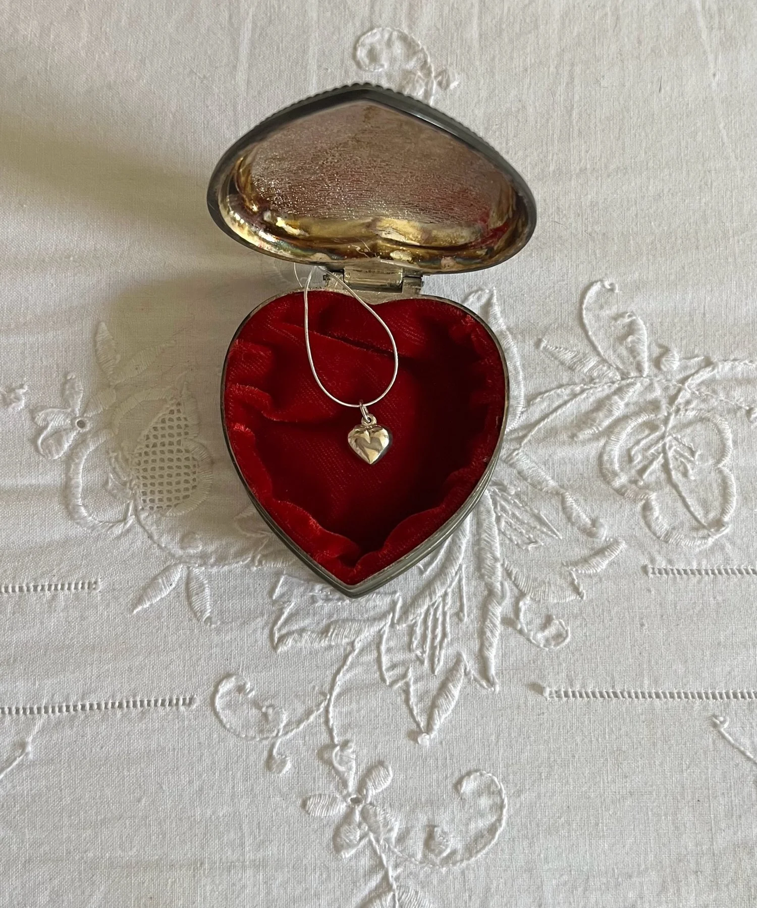Vintage Sterling Silver Petite Puffy Heart Pendant Necklace