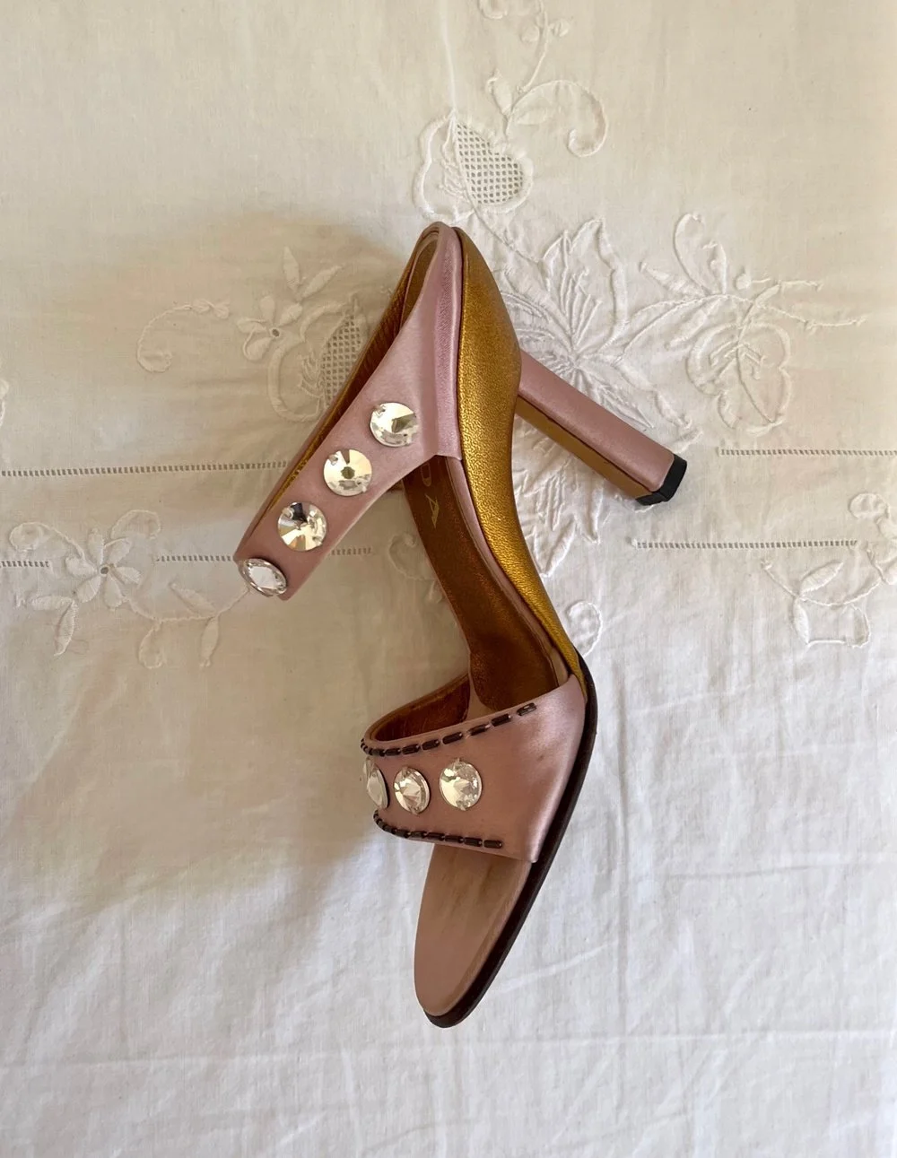 Vintage Prada Lavender Crystal and Beaded Embellished Heels