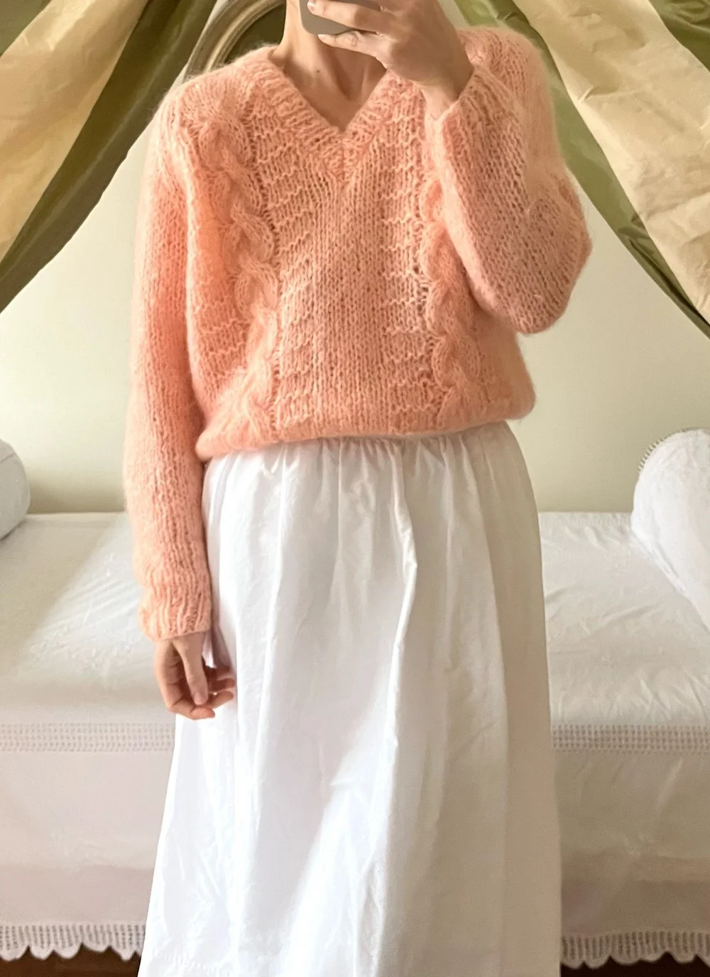 Vintage Hand Made Italian Blush Mohair Knit Sweater