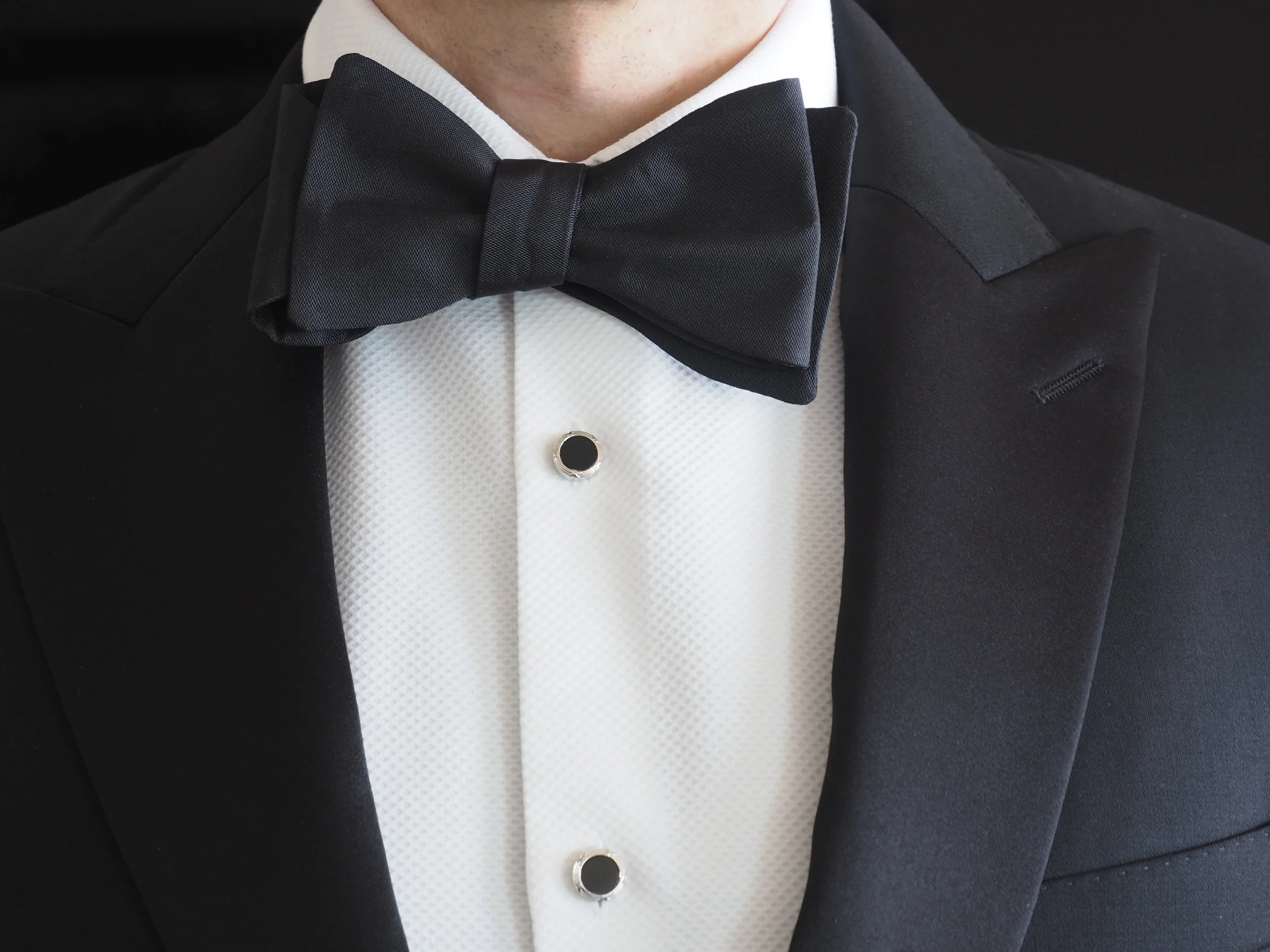 Formal black silk bow tie
