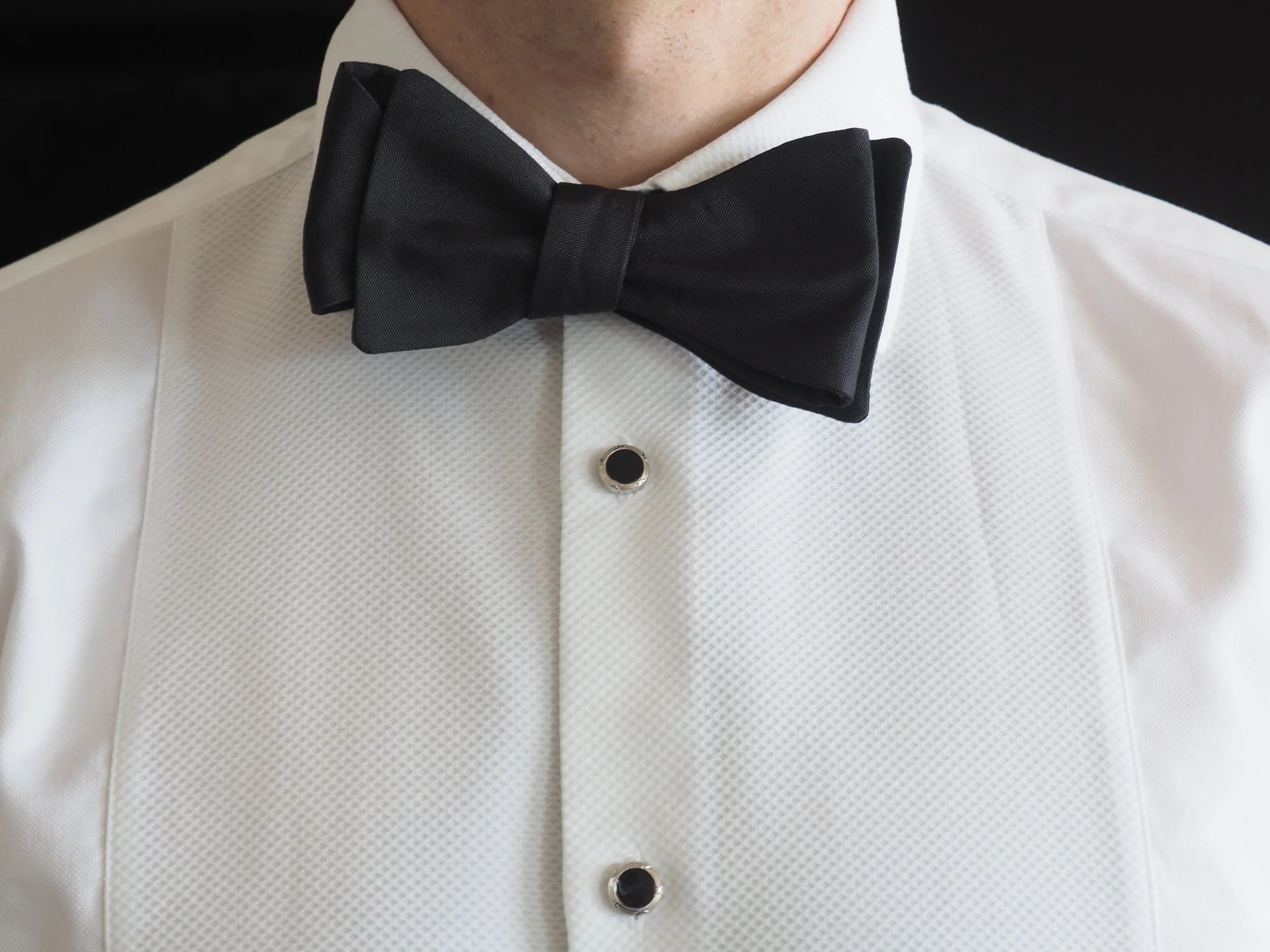 Formal black silk bow tie