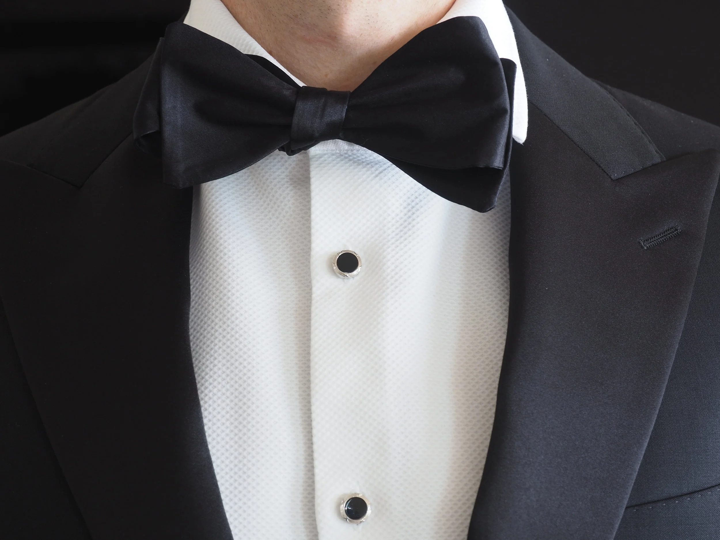 Formal black silk bow tie