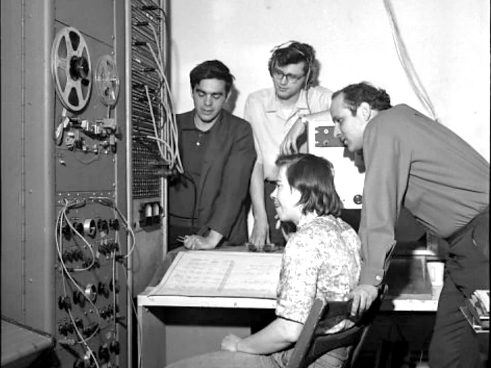 Ramon Sender, Mike Callahan, Morton Subotnick, and Pauline Oliveros, the founders of the San Francisco Tape Music Center. ( Credit: Art Fisch )