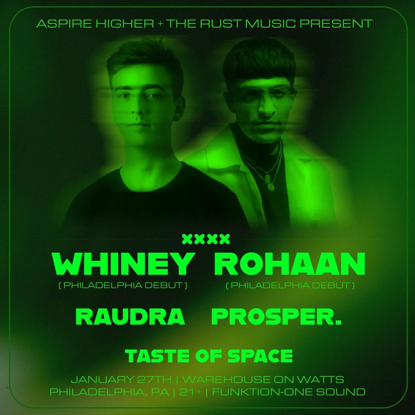 Aspire Higher &amp; The Rust Present: Whiney + Rohaan w/ Raudra &amp; more @ Warehouse on Watts –&nbsp;Philadelphia, PA