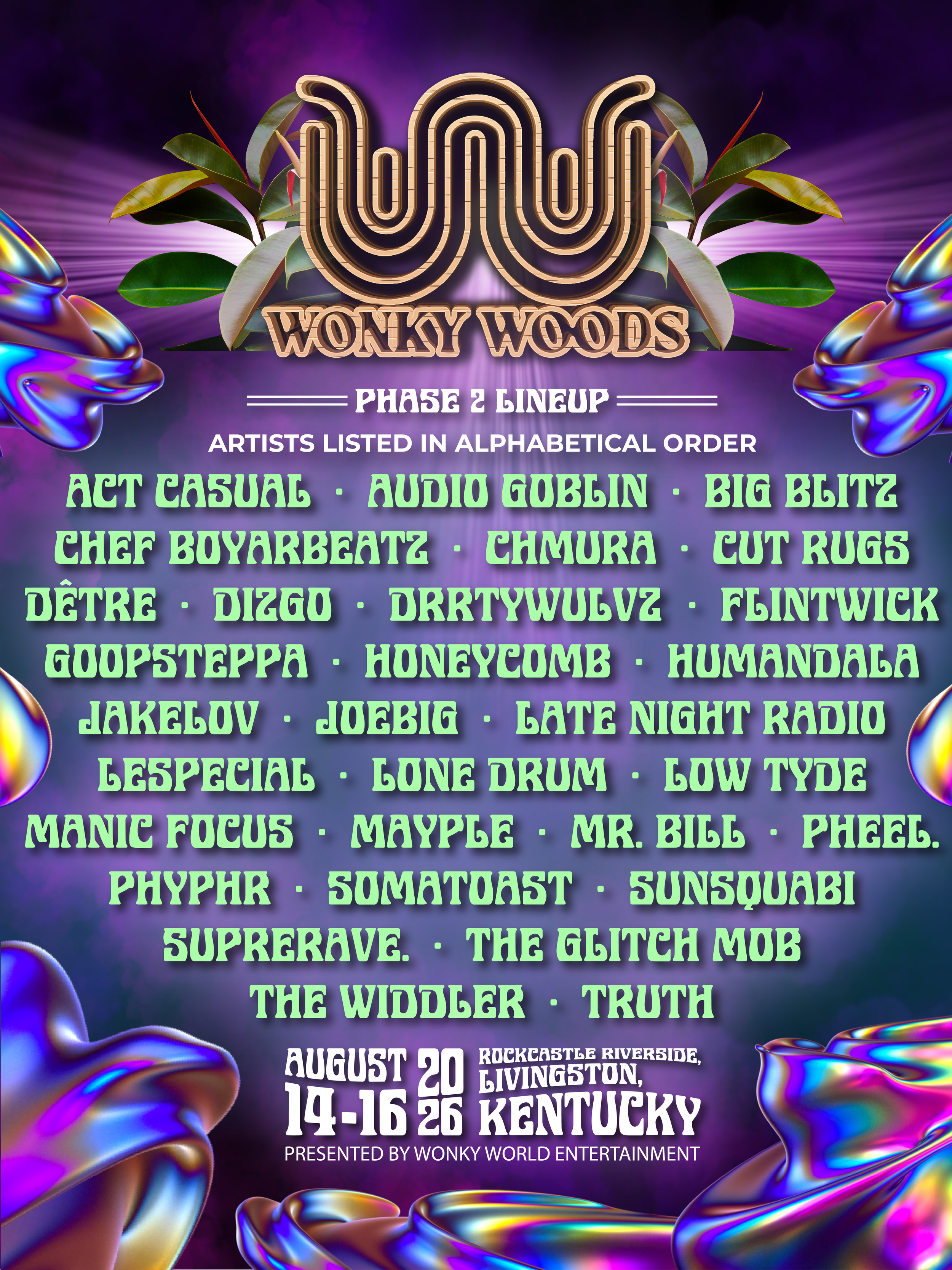 Wonky Woods Festival ft. Late Night Radio, pheel., Lone Drum, Flintwick, Somatoast, and many more at Rockcastle Riverside - Livingston, KY
