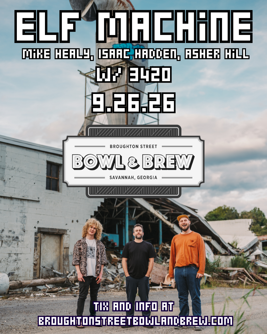 Bowl &amp; Brew and Highly Unorthodox Gatherings Presents - Elf Machine (Mike Healy, Isaac Hadden, &amp; Asher Hill) w/ 3420 at Broughton Street Bowl &amp; Brew - Savannah, GA