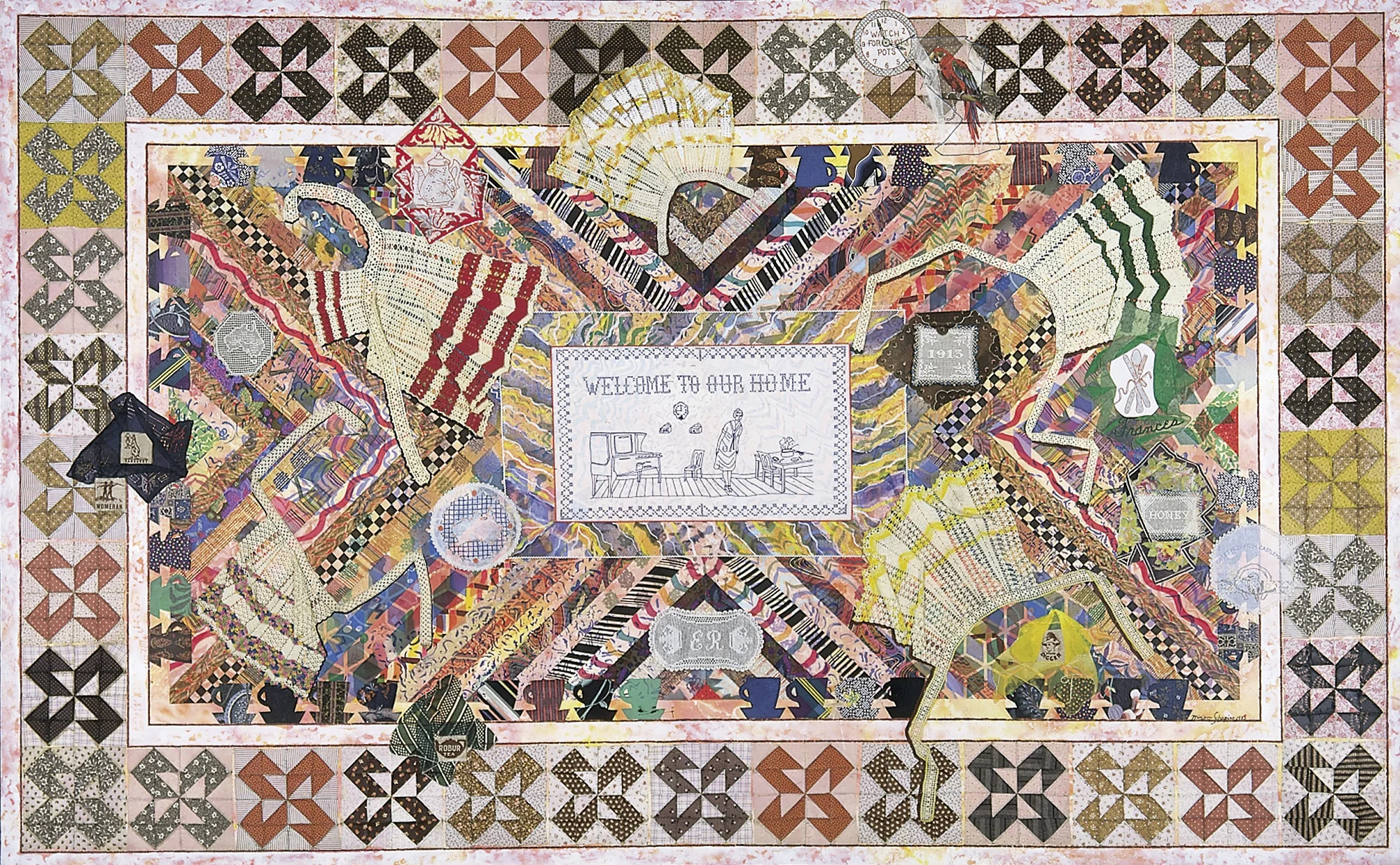 Miriam Schapiro, Wonderland, 1983, acrylic, fabric and plastic beads on canvas, Smithsonian American Art Museum, Gift of an anonymous donor, 1996.88