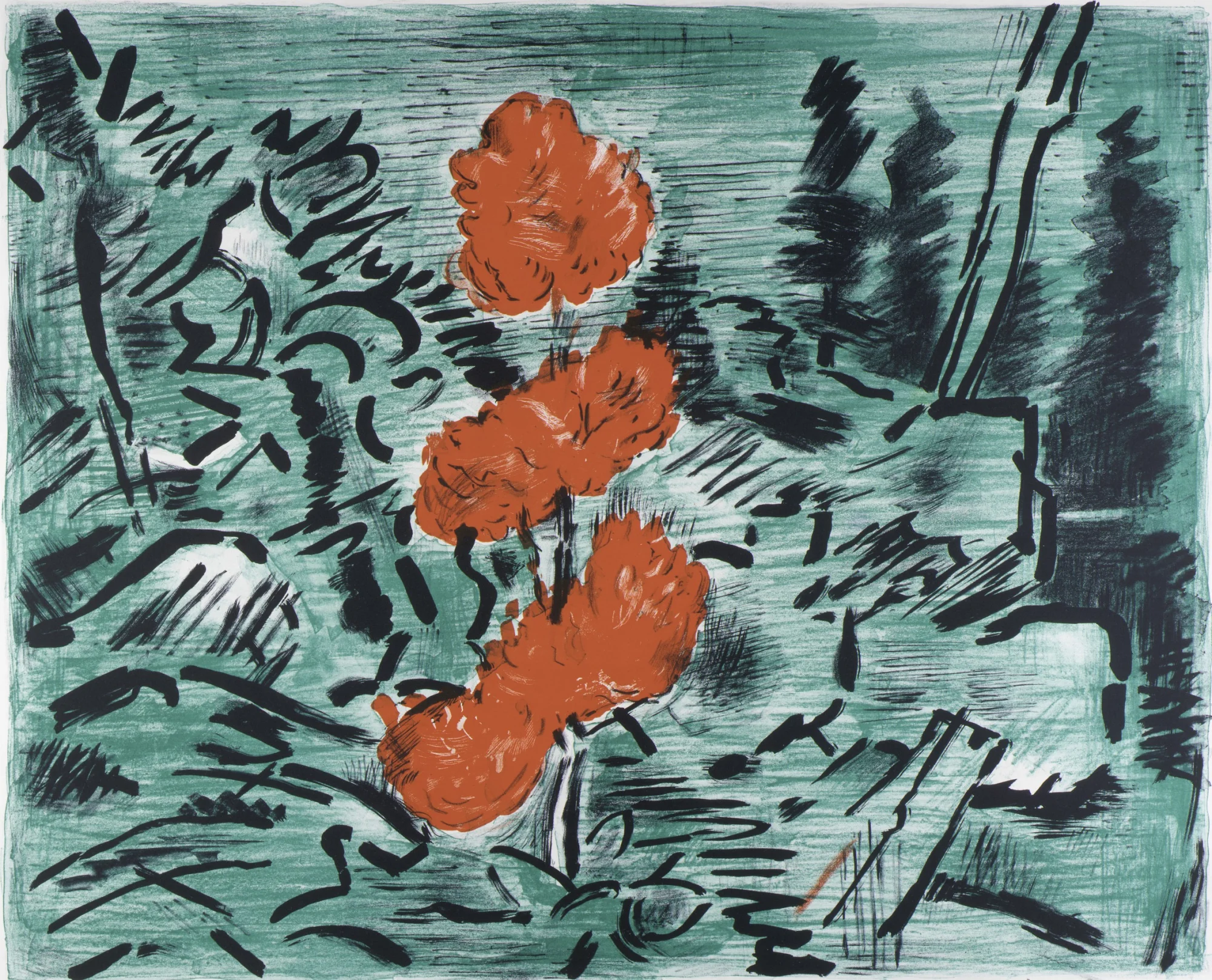 Karl Schrag, Joyous Note--Autumn Dusk, 1992, color lithograph on paper, Smithsonian American Art Museum, © 1992, Karl Schrag, Gift of the artist, 1993.38.17