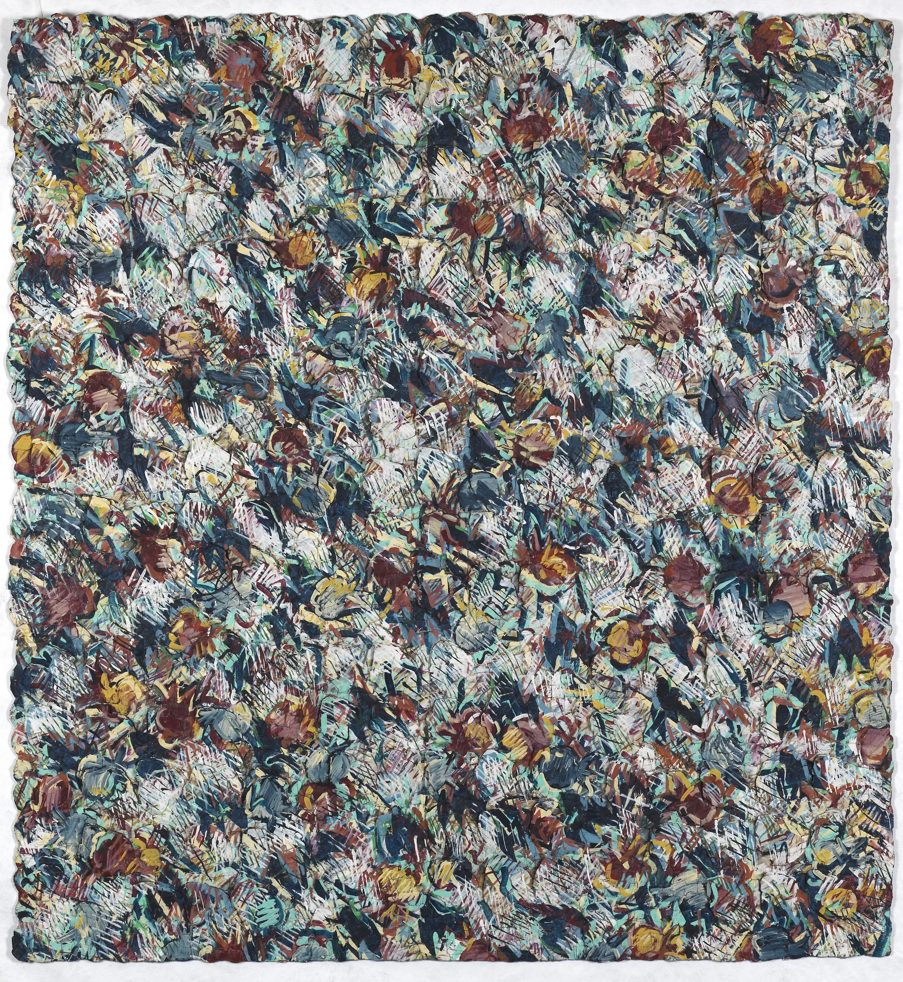 Neda Alhilali, Granadias, 1984, dyed, pressed, plaited, and painted paper on canvas, Smithsonian American Art Museum, Gift of Bernard and Sherley Koteen, 2001