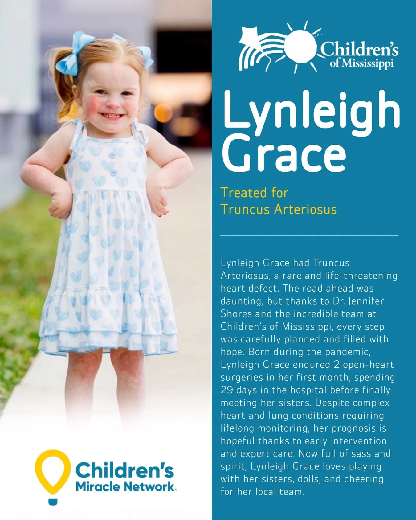 Meet one of our incredible 2026 RebelTHON Champions, Lynleigh Grace💗

Full of sass, strength, and the sweetest smile, Lynleigh Grace has already overcome more than most could imagine. From open-heart surgeries to thriving today, her story is a beaut