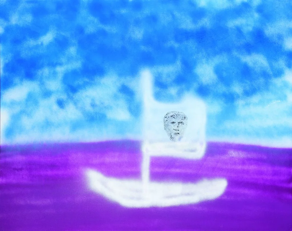 Sidney Nolan The Drunken Boat 1982 Synthetic spray can paint on canvas 122 x 152.4 cm ACT Museums and Galleries ©the sidney nolan trust
