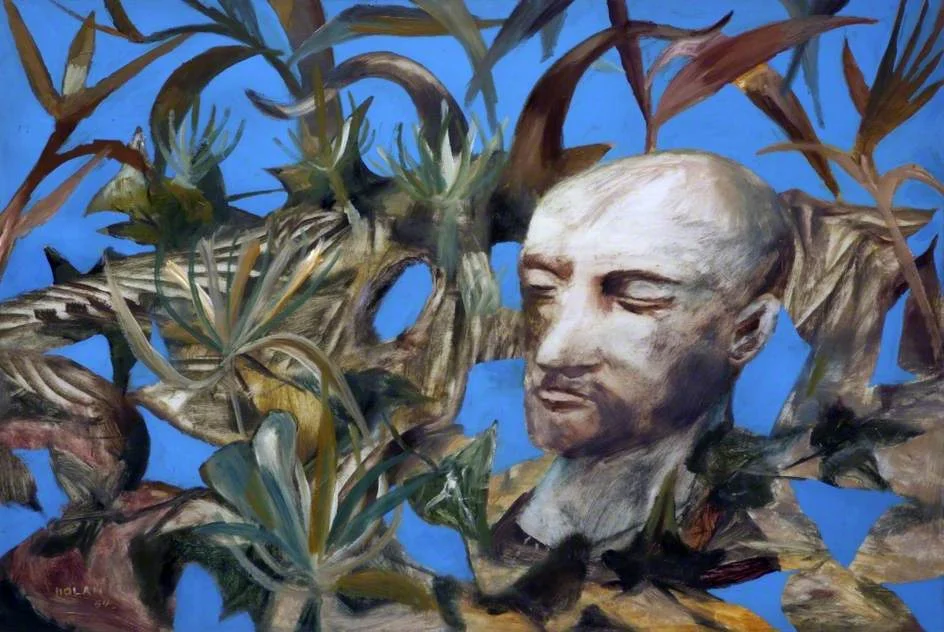 Sidney Nolan Death of a poet 1954 Ripolin on Masonite board 91.5 x 122 cm Walker Art Gallery © the sidney nolan trust 