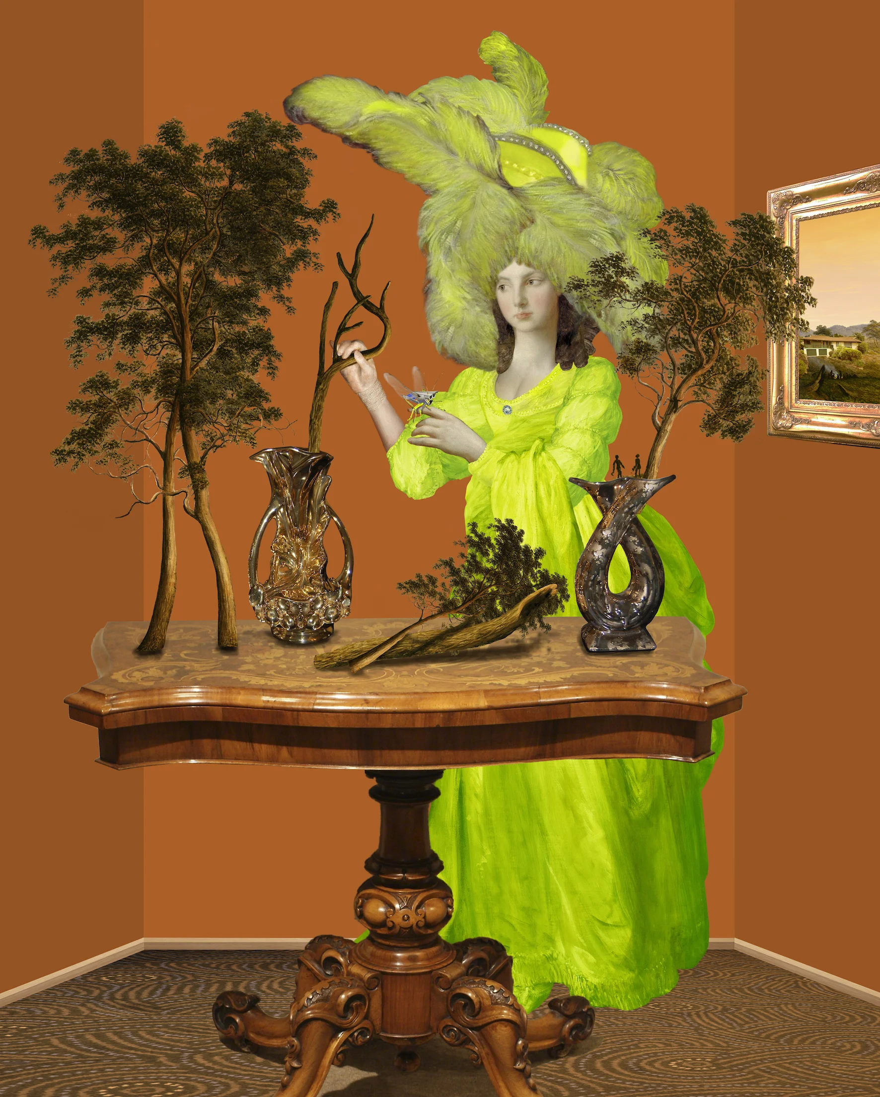 M'lady's Ikebana Room , 2014. Hand painted pigment print on cotton rag paper. 91.0 x 71.0 cm Joan Ross